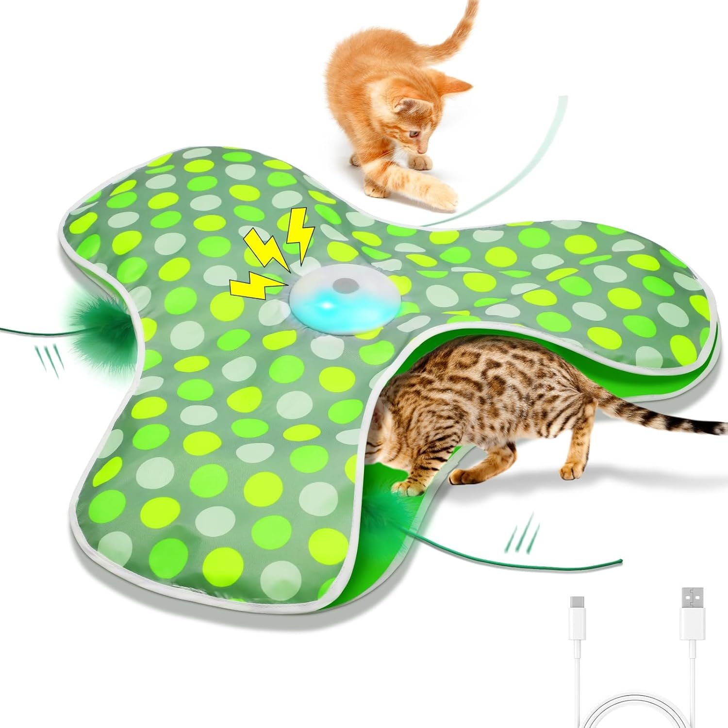 Interactive Cat Toys,Moving Concealed Feathers Toy for Indoor Cats | Mouse Squeaky,Touch Activated,Cat Kitten Toy Exercise Toys for Indoor Bored Adult Cats,Rechargeable Cat Stimulation Teaser