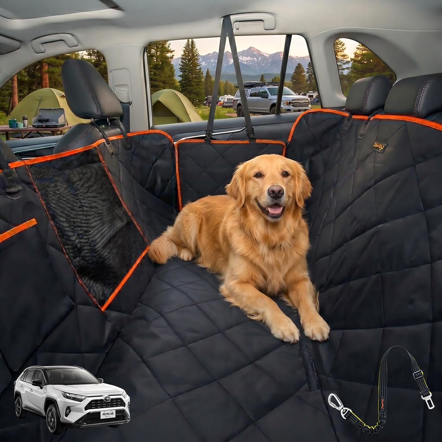 Luxury Dog Car Seat Cover for Back Seat Breathable Mesh Window Dog Hammock for Car 4-Layer Heavy Duty Waterproof Pet Seat Protector Scratch-Proof Car Seat Cover Perfect for Family Road Trips