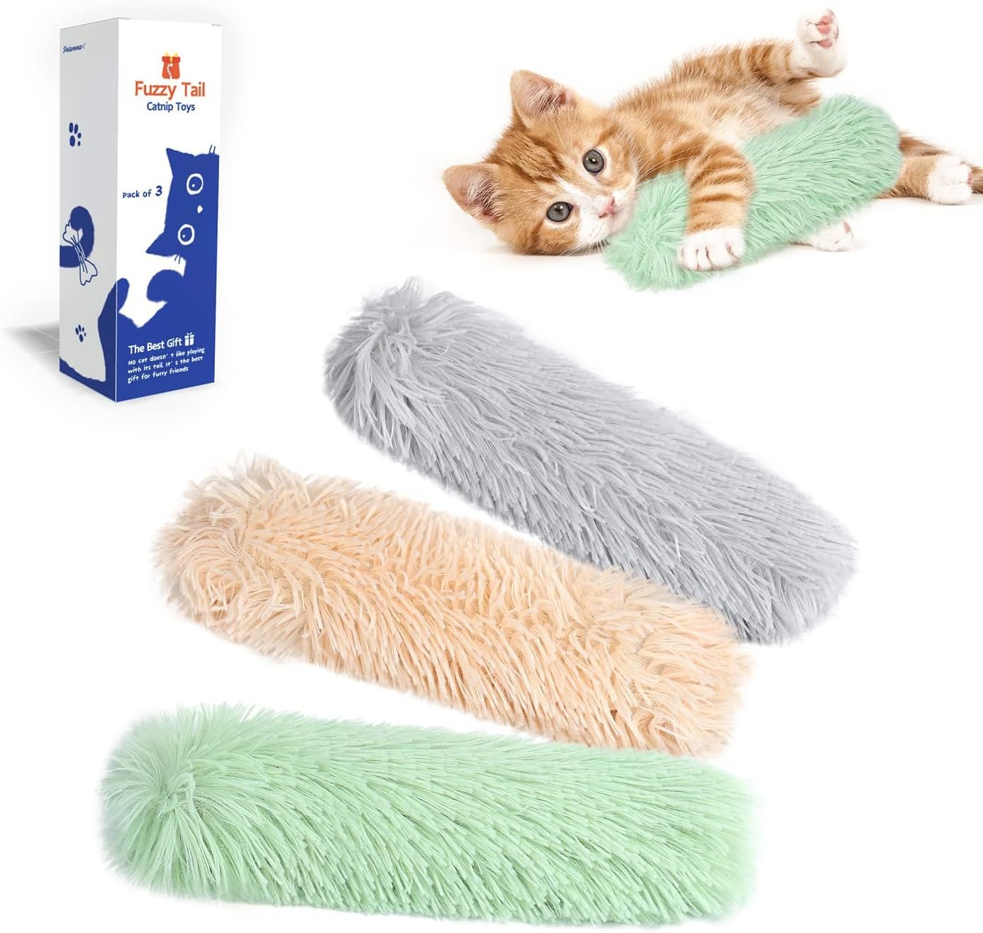 Potaroma Cat Toys Pillows, 3 Pack, Catnip Inside, Indoor Interactive Fun | Crinkle Sound, Soft Durable, Kitten Kicker, Promotes Kitty Exercise