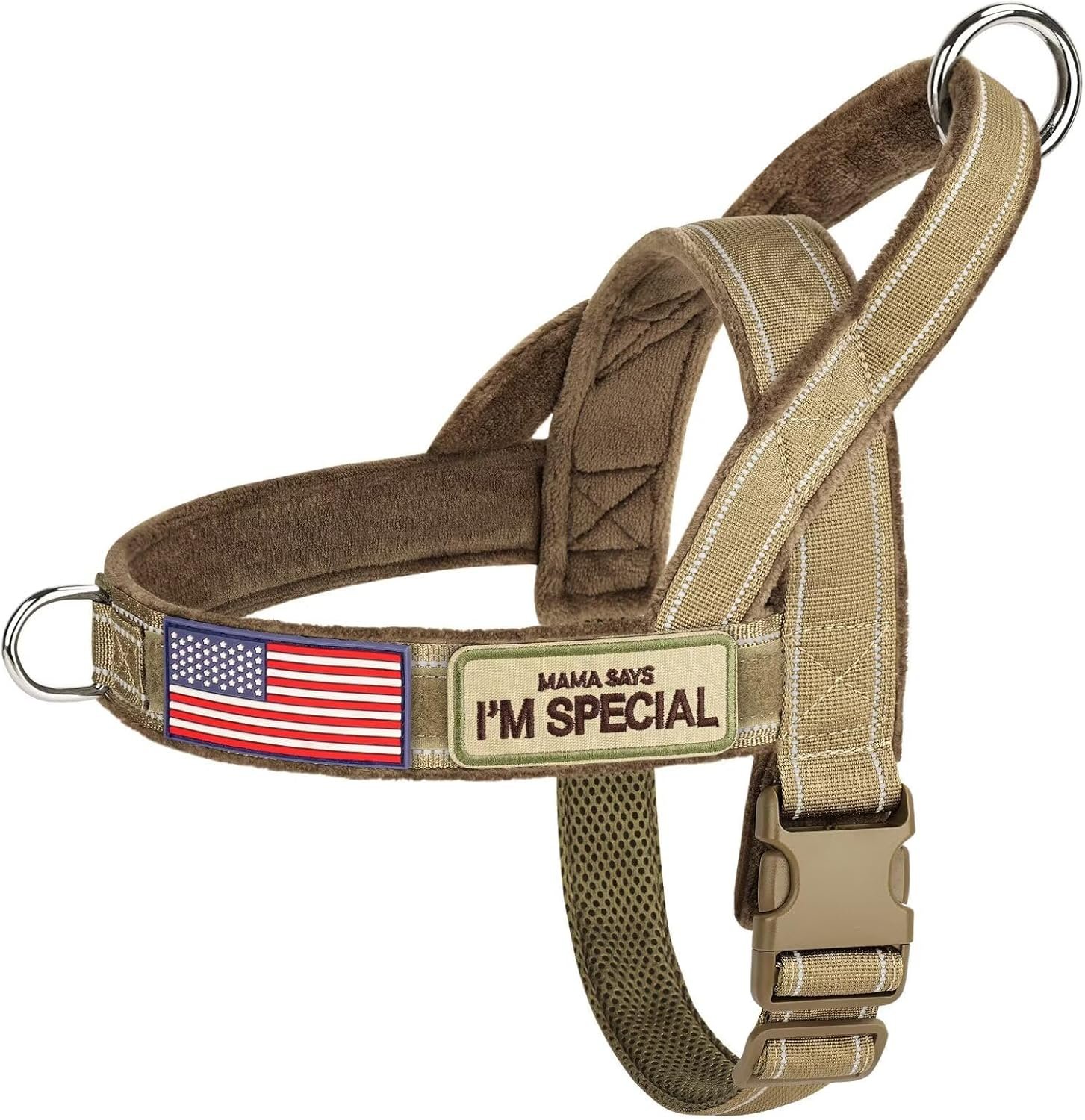 Forestpaw No Pull Dog Harness with Large Handle,Comfortable,M,Brown | Adjustable Fits Chest 23-28″,28-50 lbs,Slip On,Quick Release Buckle,Easy Control,Soft Padded,for Medium Dogs Walking Training
