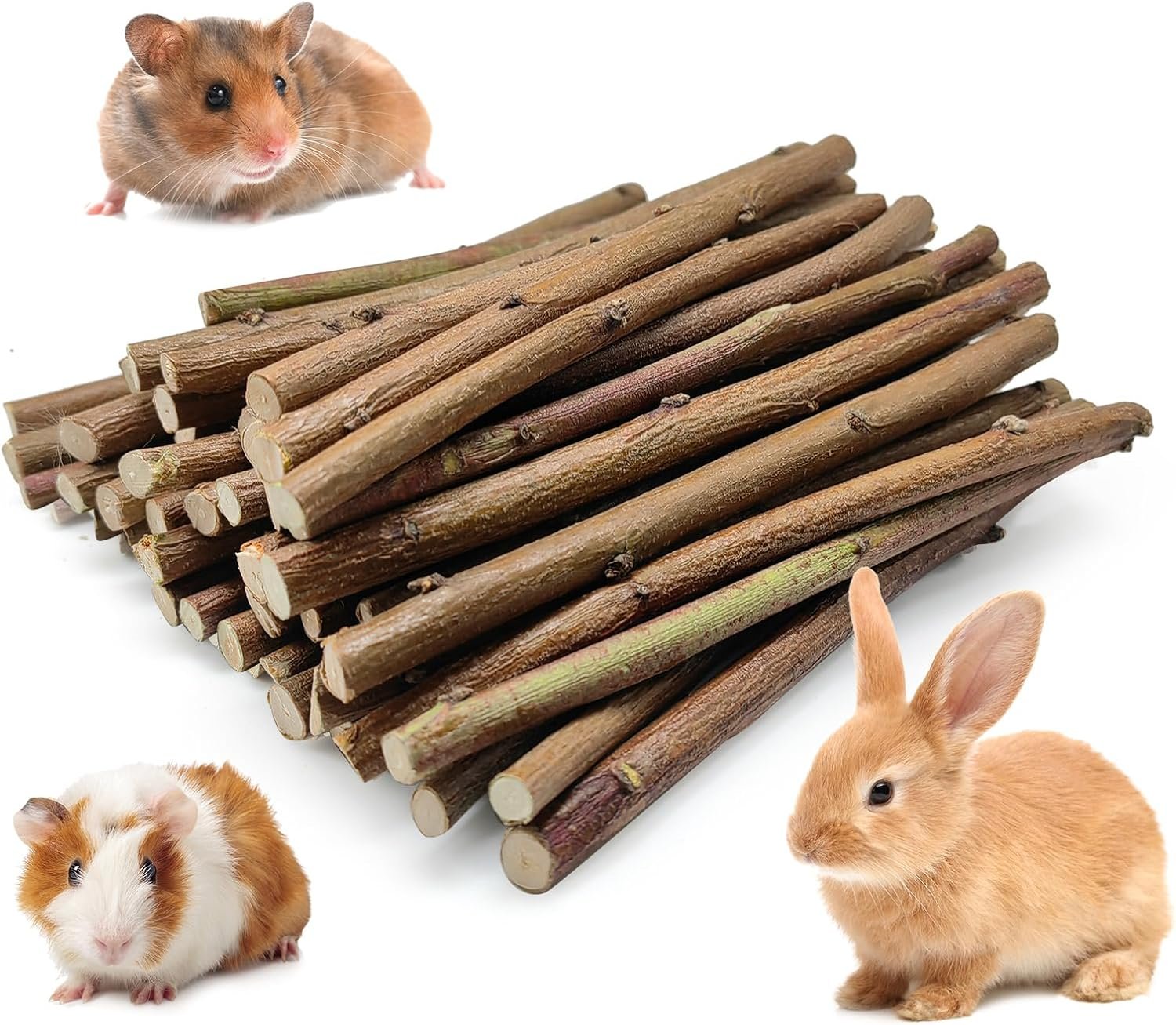 Jorewood 250g Natural Apple Wood Chew Sticks for Rabbits, Hamsters, Chinchillas – Extra Hard Teeth Grinding Toy | Untreated, Safe & Long-Lasting Rodent Chews