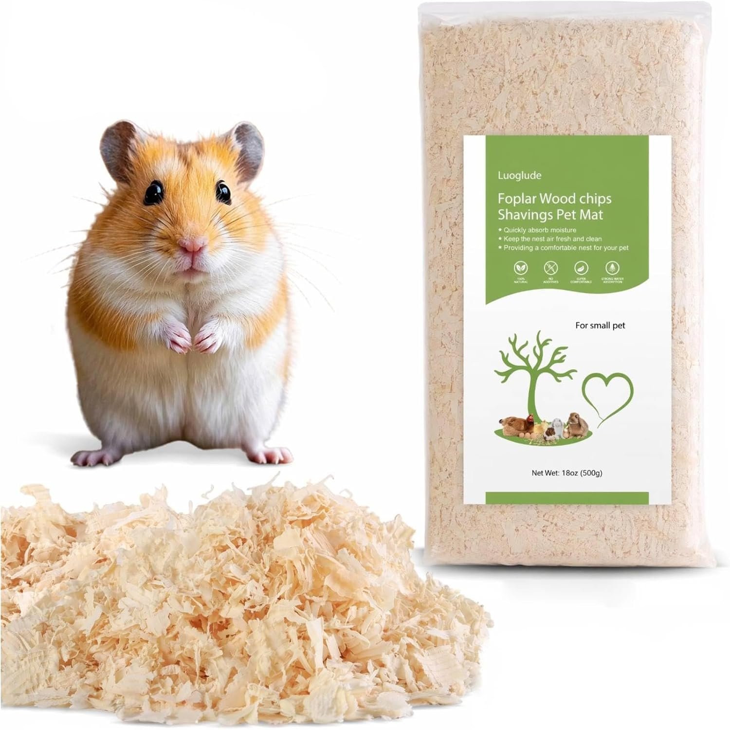 18oz Small Pet Bedding, Low Dust, Odor Control, Ultra Absorbent, for Hamsters, Guinea Pigs, Parrots, Rabbits, Gerbils, Mice & Small Animals