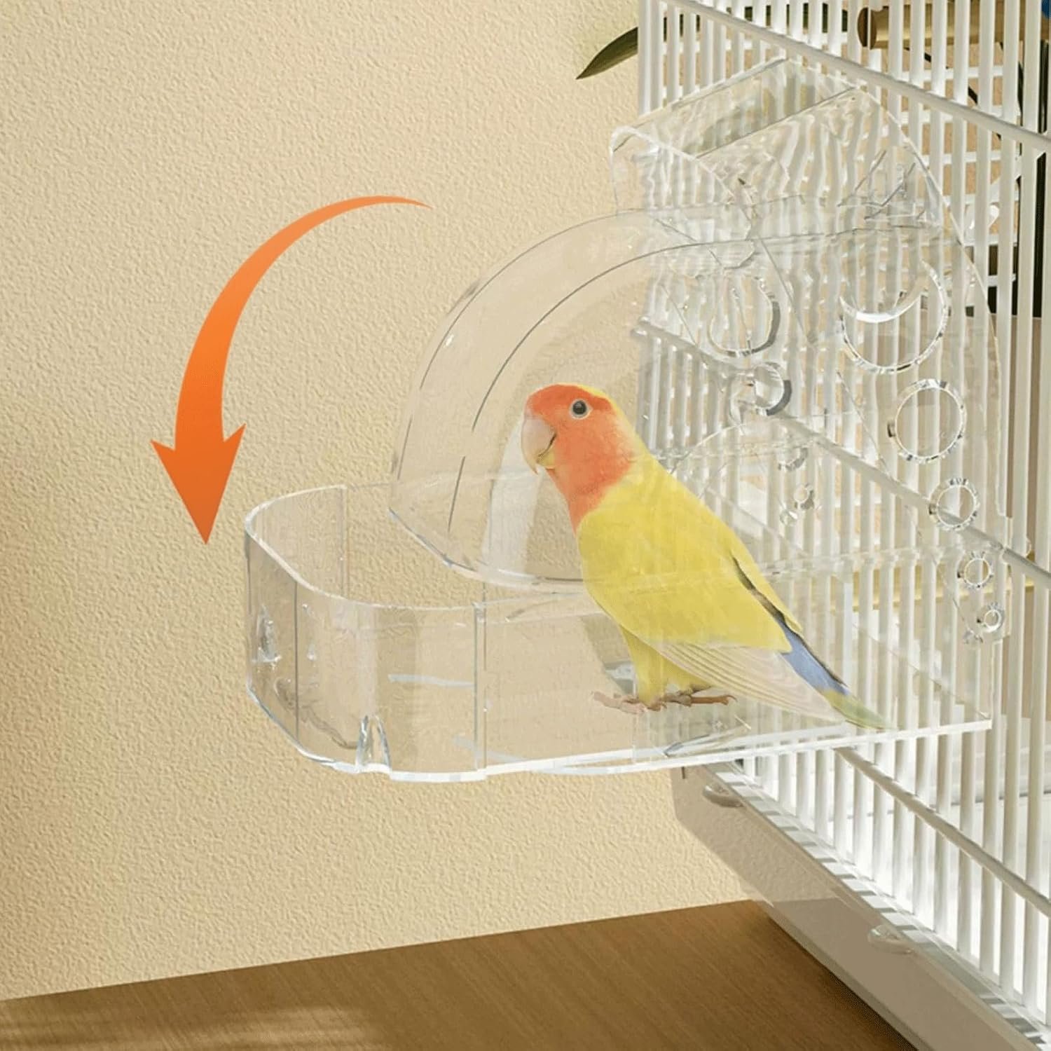 Bird Bath for Cage – Parakeets, Canaries & Finches(Transparent) | 6.1×5.1×6″ versatile box for bathing, feeding, water, and hatching. Perfect size for lovebirds and other small pet birds
