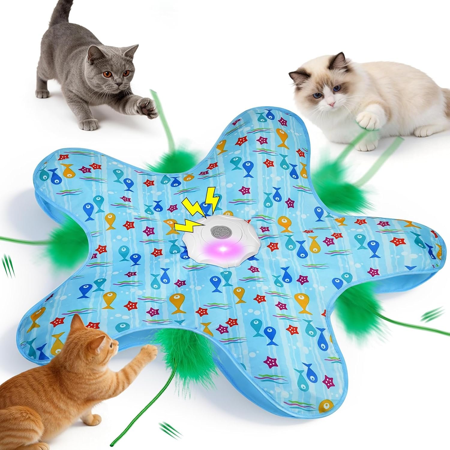 Interactive Cat Toy – Hide and Seek Automatic Cat Toys for indoor cats | Rechargeable & 3 Speeds, Birdcall, Auto Sleep/Wake Mode Kitten Toys, Safe ABS Material Cat Toys for Bored Indoor Adult Cats