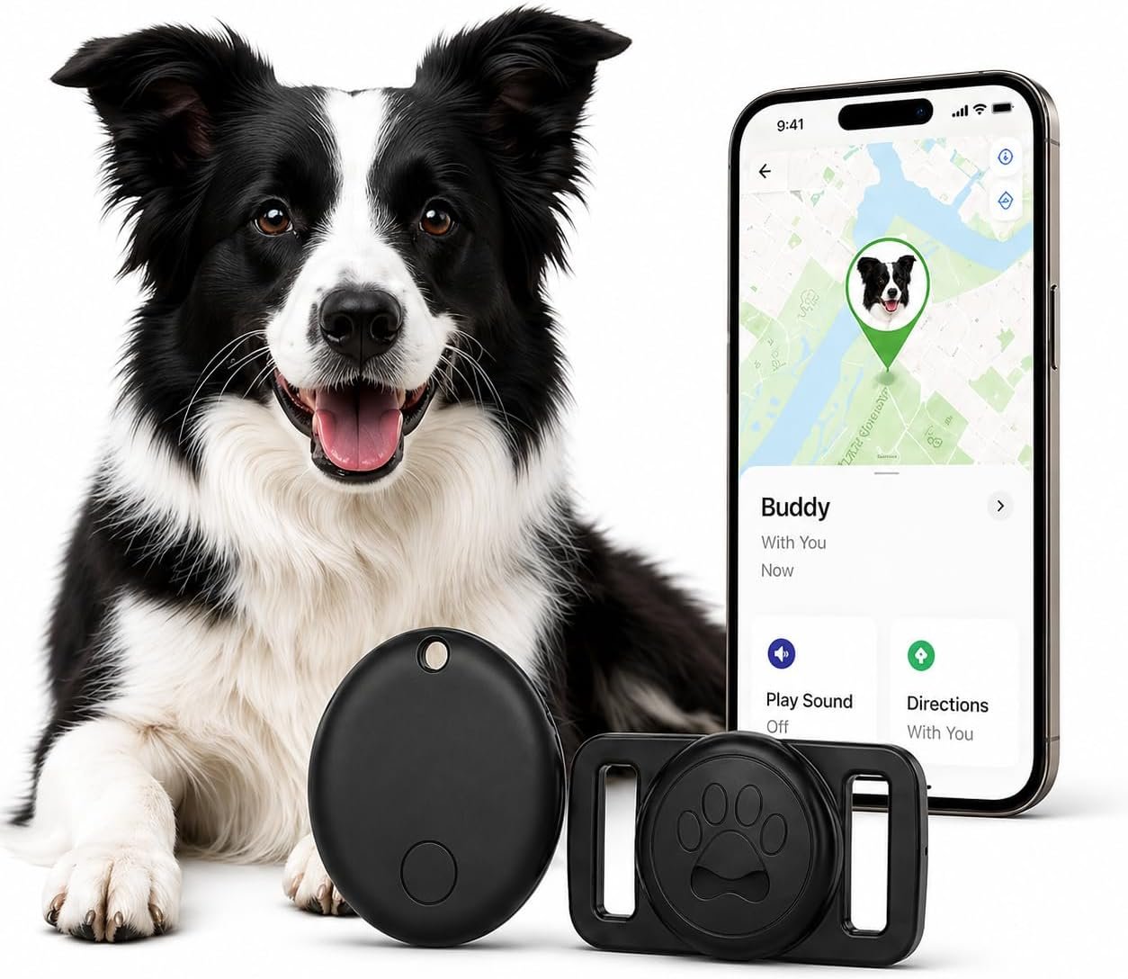 Pet Tracker,GPS Collar for Dogs (iOS Only) Smart tag,Waterproof Compatible with Apple Find My,No Monthly Fee,Advanced Tracking Solution Smart Collar for Pet Safety Ideal Small Large Dogs
