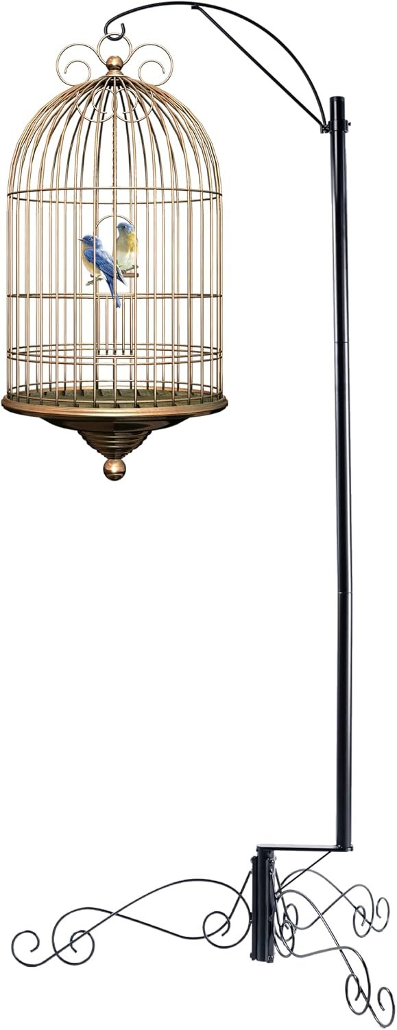 HOHIYA 61″ Heavy Duty Shepherd Hook for Bird Feeders & Plants | Powder-coated steel hook supports lanterns, bird cages, wind chimes and hanging baskets in all outdoor seasons