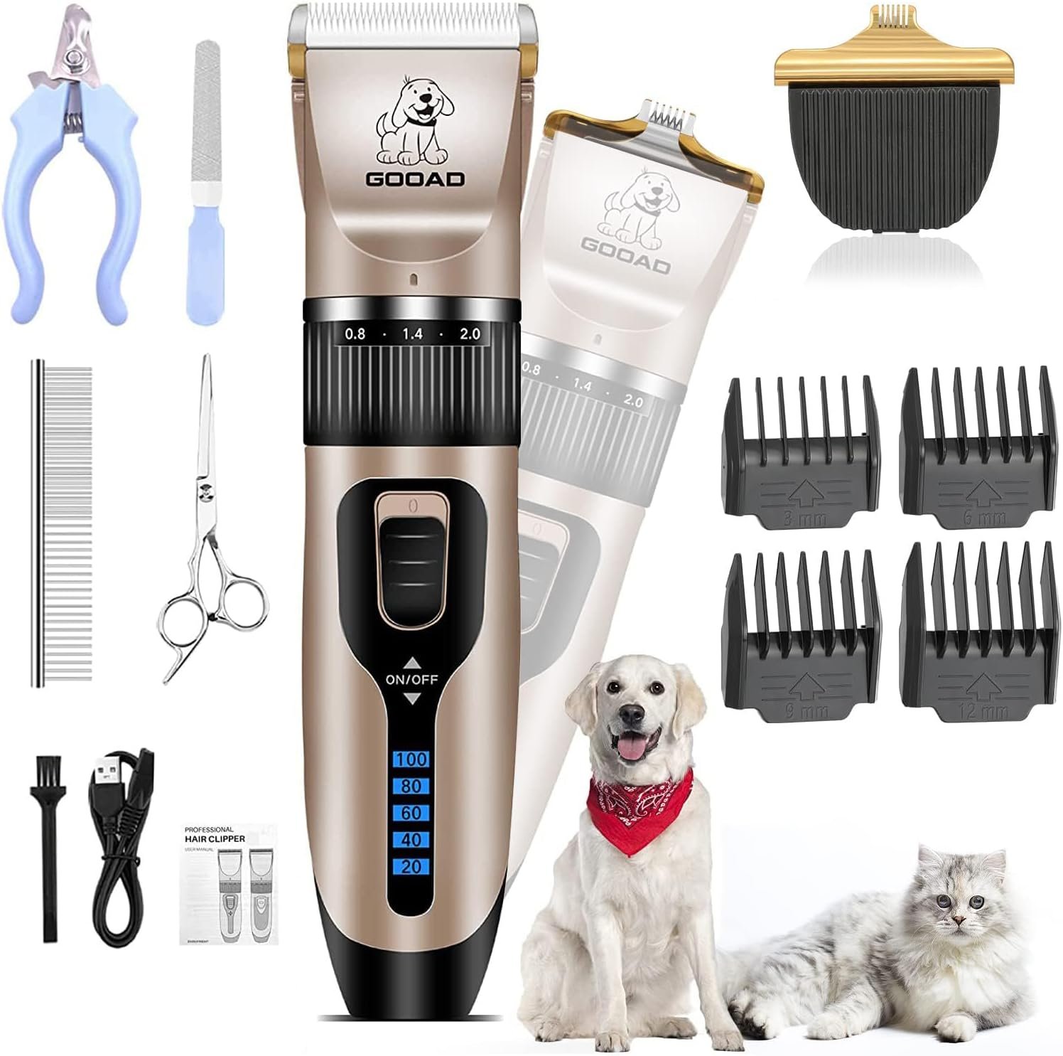 Dog Clippers for Grooming,Dog Grooming Kit for Heavy Thick Hair&Coats |