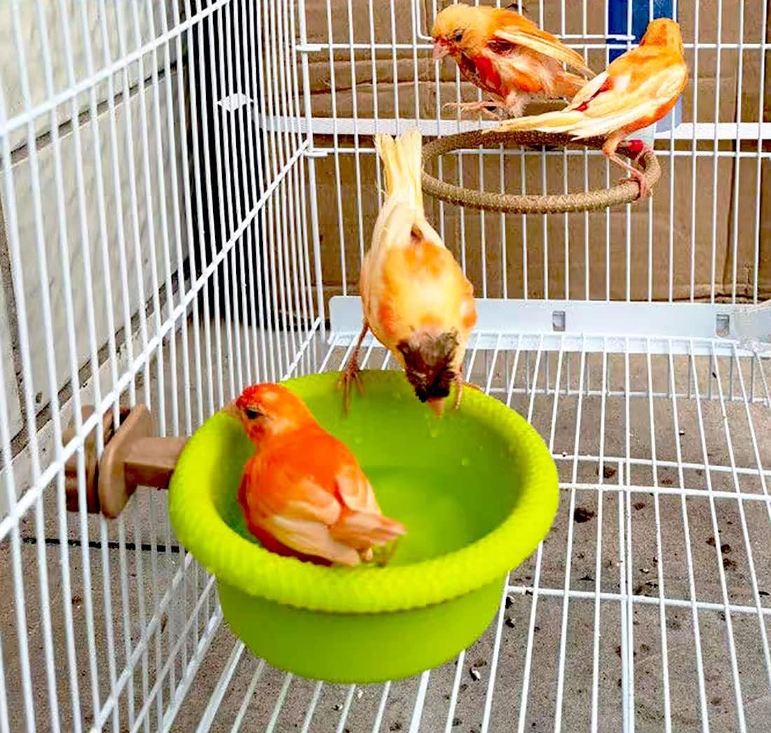 Bird Bath for Cage-4.7″ Multi-Function Universal Style Small Tub Bowl for Hang Inside Cage Birdbath Shower for Parrot/Parakeets/Cockatiels/Canary/Budgerigar(Green)