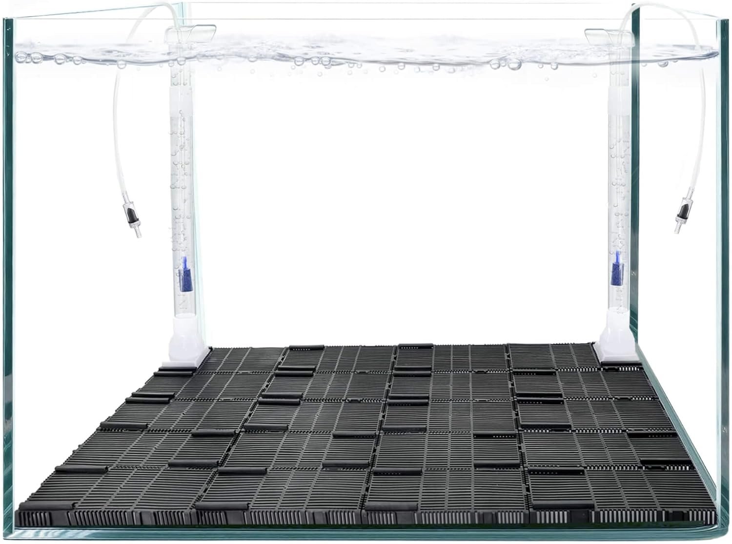 Undergravel Filter System for 20 Gallon Fish Tank, Air-Driven Biofiltration Aquarium Filter Kit with 20 Modular Plates & 2 Adjustable Lift Tubes, Cut-to-Fit Under Gravel for Clear Water