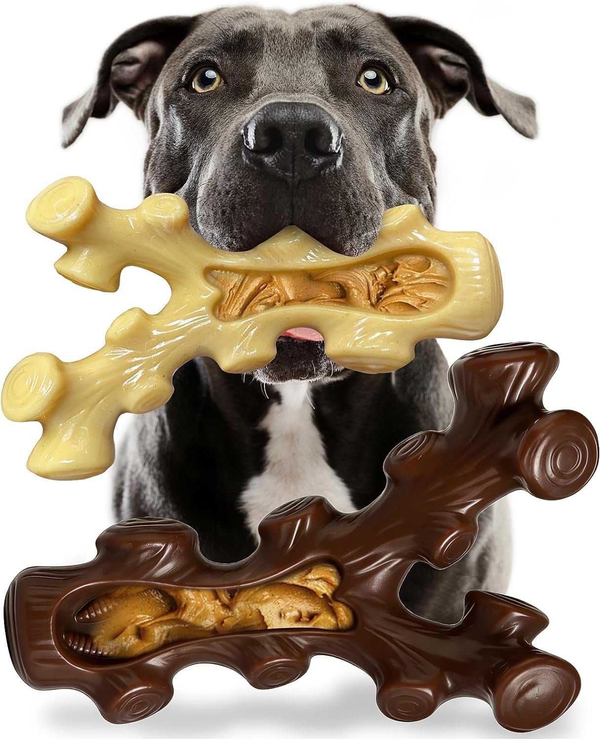 SIHRMIU 2 Pack Dog Chew Toys for Aggressive Chewers,Boredom and Stimulating Best Dog Toys for Medium/Large Breed,Tough Almost Indestructible Dog Bones for Teeth Cleaning and Training