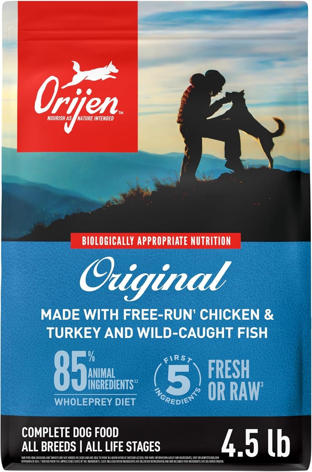 ORIJEN Grain Free WHOLEPREY Dry Dog Food Original Recipe 4.5lb. Bag | WHOLEPREY Ingredients, Grain Free, Made in the USA, Skin & Coat, Global Quality Ingredients