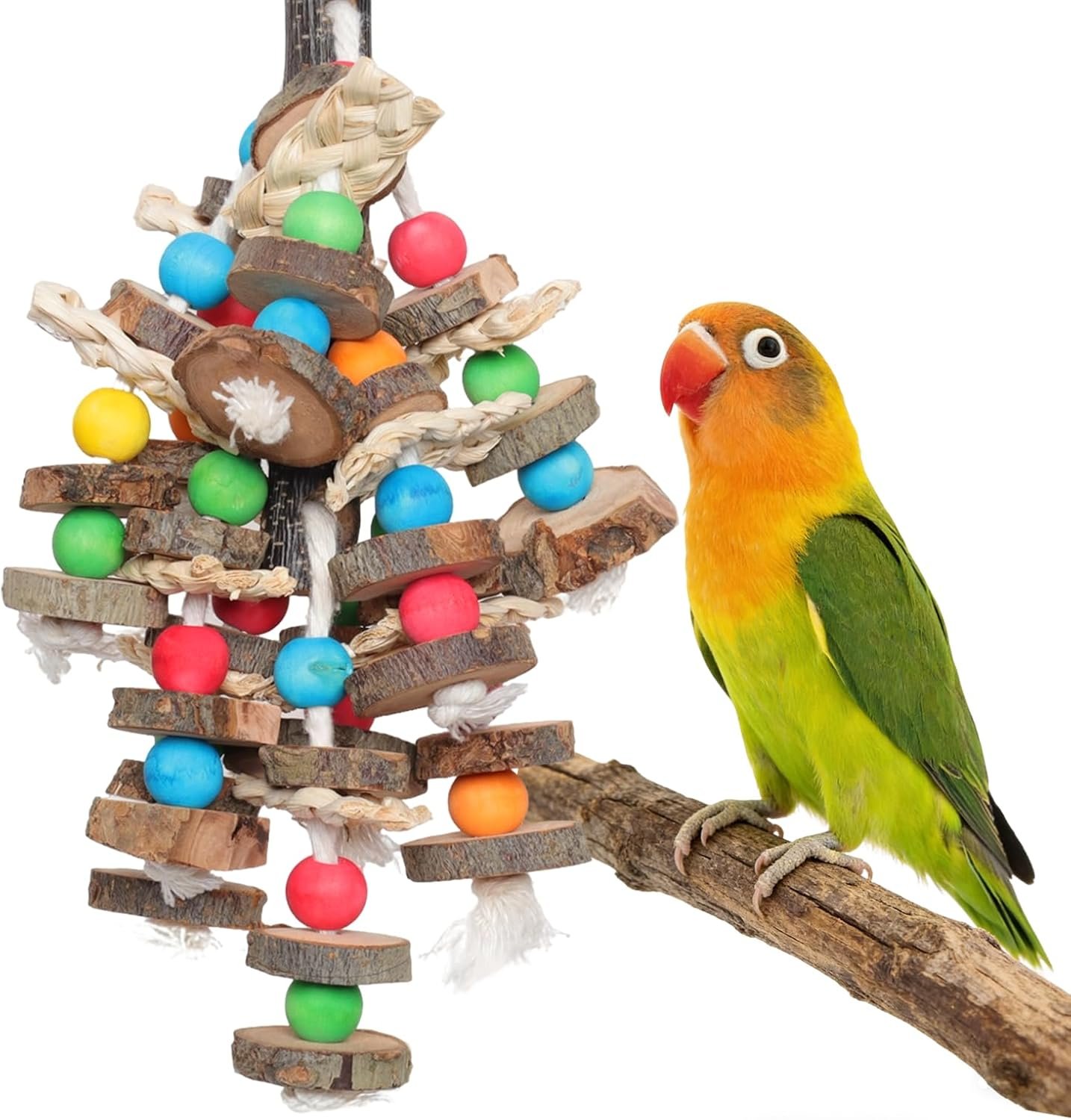 Avxdbr Bird Toys Chewing Toy Multicolored Wooden Blocks Parrot Cage Bite Toy for Budgerigar Cockatiel Macaws Small and Medium Birds