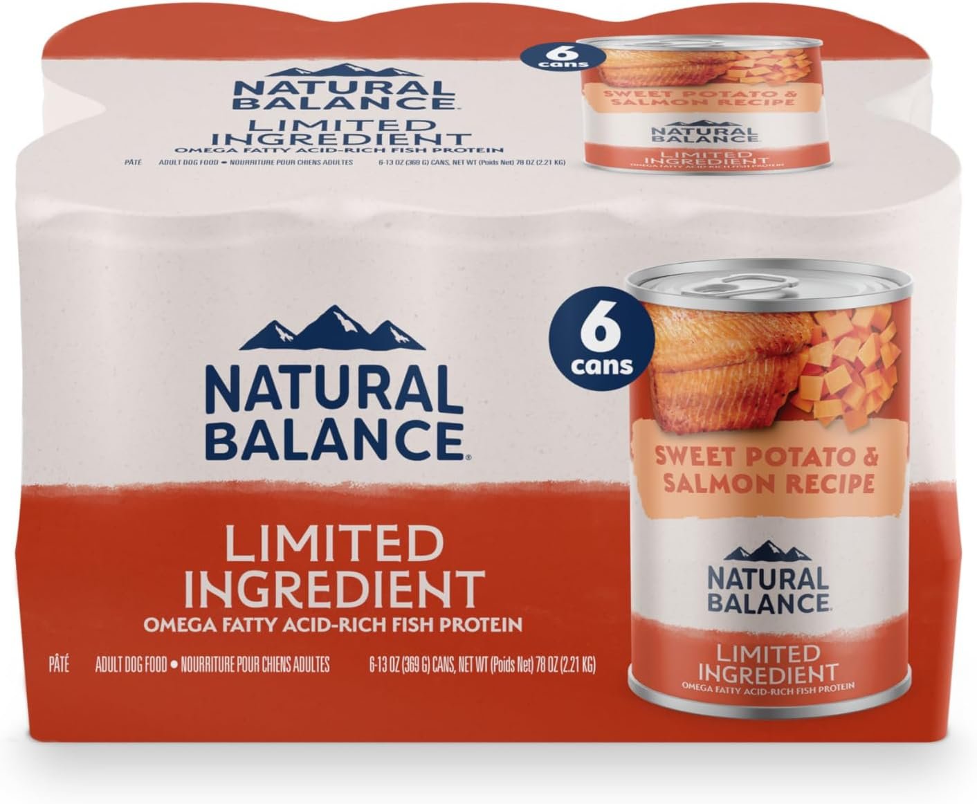 Natural Balance Limited Ingredient Grain-Free Wet Canned Dog Food – Rich Animal Protein Source – Balanced Nutrition – Soy-Free, Gluten-Free – 13 oz – Salmon & Sweet Potato Recipe – 6 Pack