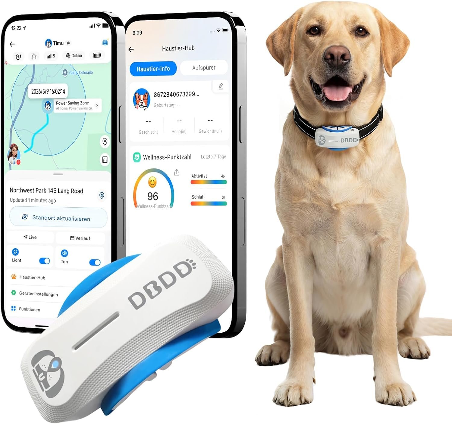 DBDD AI GPS Dog Tracker, Virtual Fence & AI Health Monitor, Waterproof