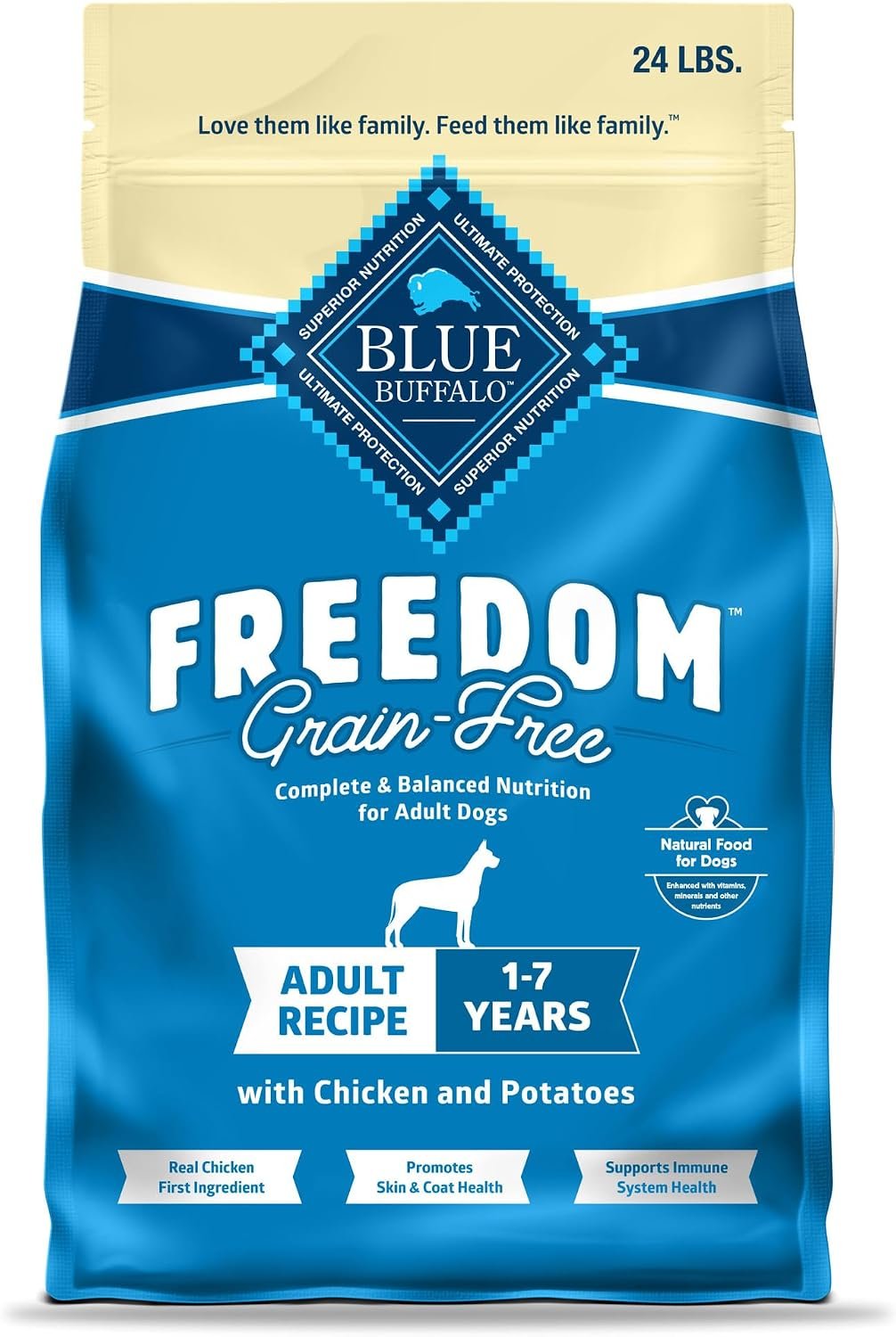 Blue Buffalo Freedom Chicken Adult Grain-Free Dry Dog Food, 24 lb