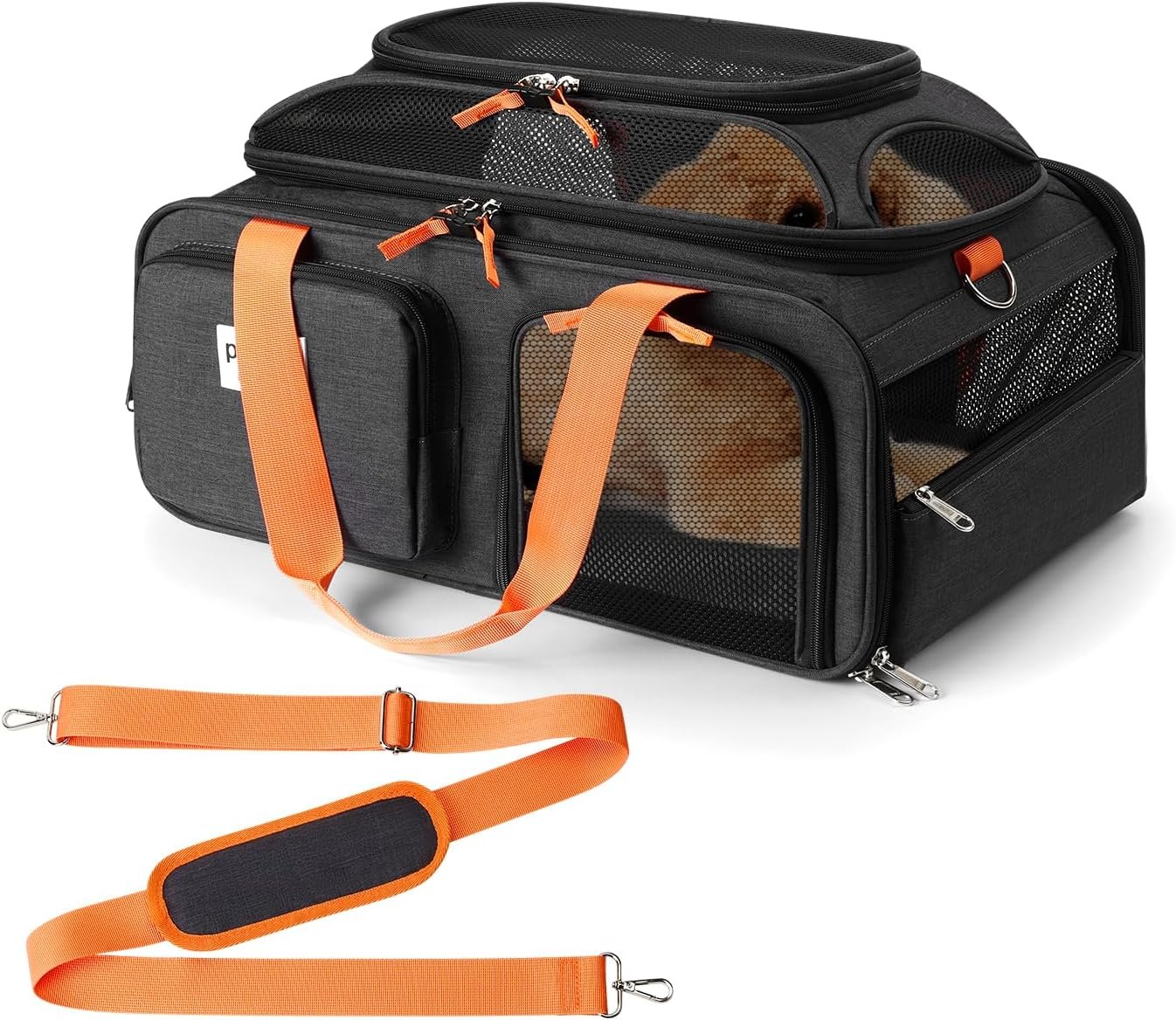 pidipiti 19x13x9 top Expandable pet Carrier, for Small Dog/cat up to 10 lbs | TSA Approved,with 2 pockets,zipper lock,leakproof,good Visibility,for Southwest Lufthansa Airlines,Air Canada,Amtrak Train