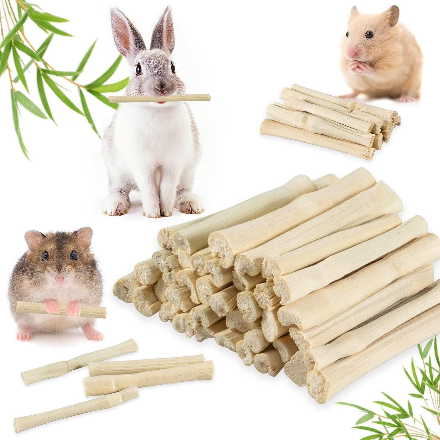 Sukh 240g Rabbit Chew Sticks – Natural Sweet Bamboo Chew for Small Animals | Sweet Bamboo Sticks, Teeth Grinding Treats & Chew Toys for Bunny, Hamster, Rat, Guinea Pig, Chinchilla, Gerbil, Pet Essential