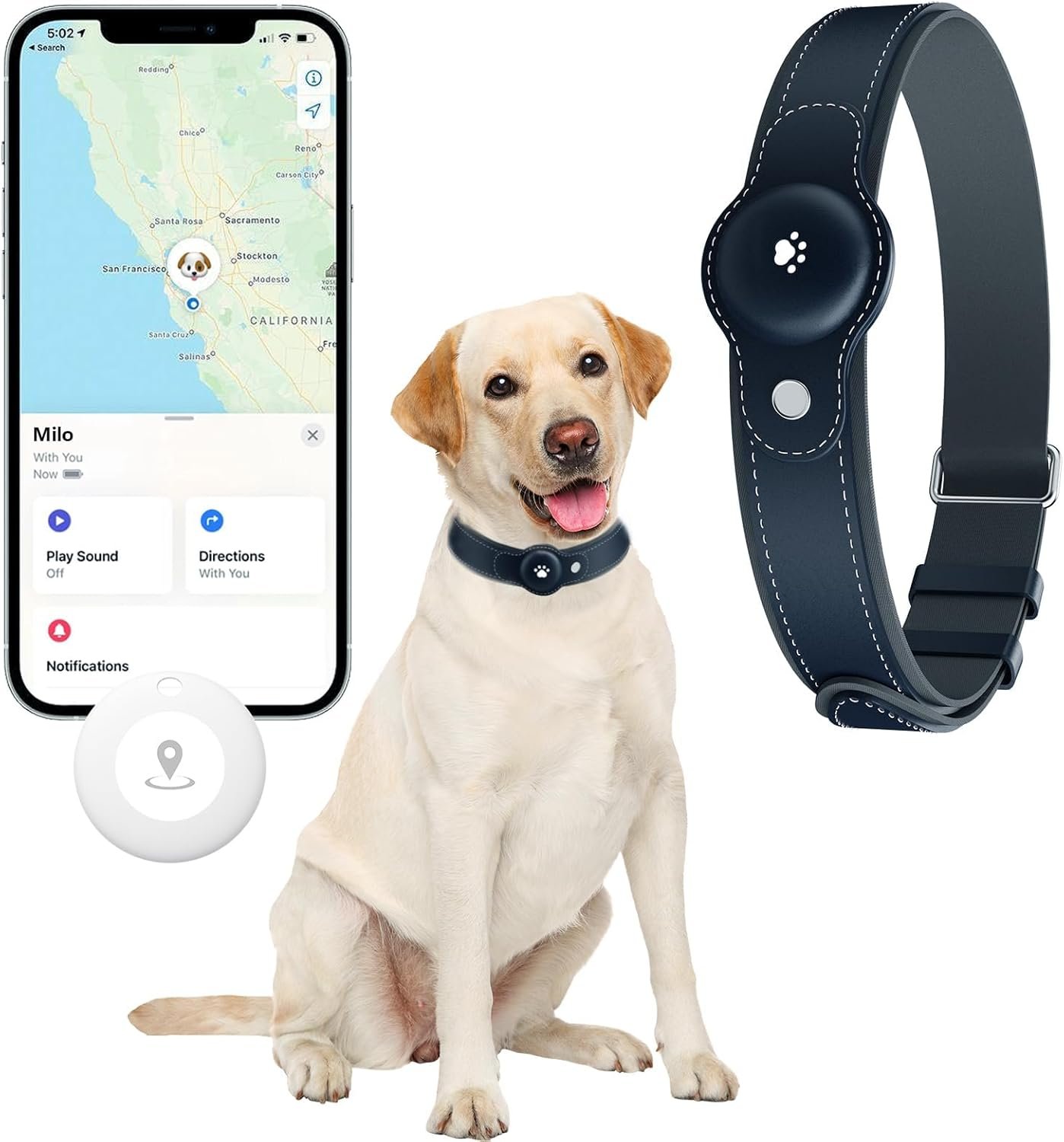 New GPS Tracker for Dogs: Smart Pet Collar with Real-Time Tracking,No Monthly Fee/Subscription (iOS & Android) Waterproof, Anti-Lost,365-Day Long Battery Life GPS Tracker Dog Collar(Tracker Included)