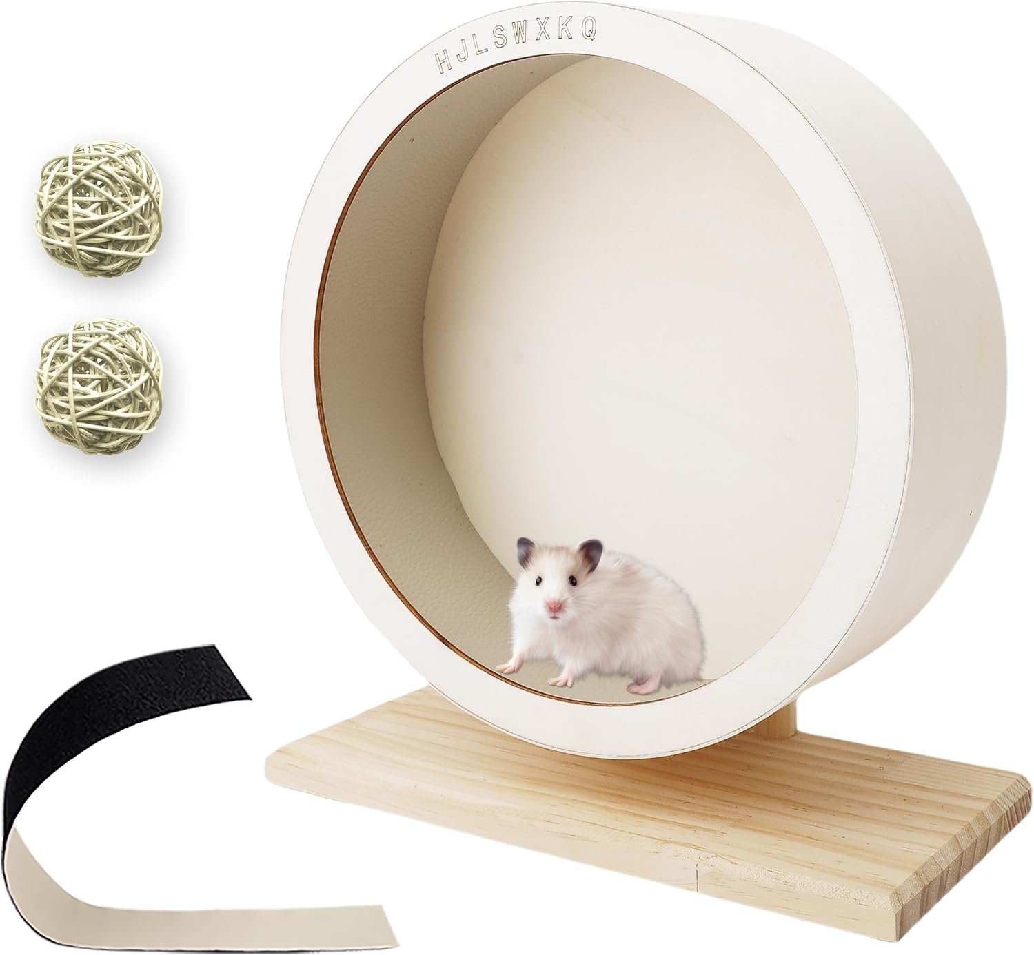 6.6in Silent Hamster Wheel with Removable Track(6.6in) | Wooden Exercise Wheel with 2 Natural Chew Toys, Quiet Spinner for Gerbils, Mice, Hamsters,Mouse,Syrian Hamster
