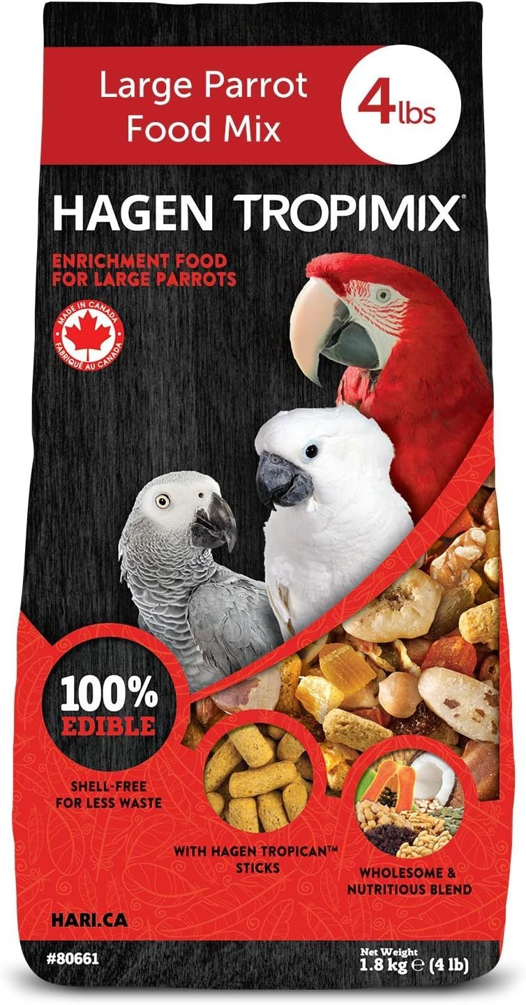 Hari Tropimix Bird Food, Hagen Large Parrot Food with Seeds, Fruit, Nuts, Vegetables, Grains, and Legumes, Enrichment Food, 4 lb Bag | Fruit, Nuts, Vegetables, Grains, and Legumes, Enrichment Food