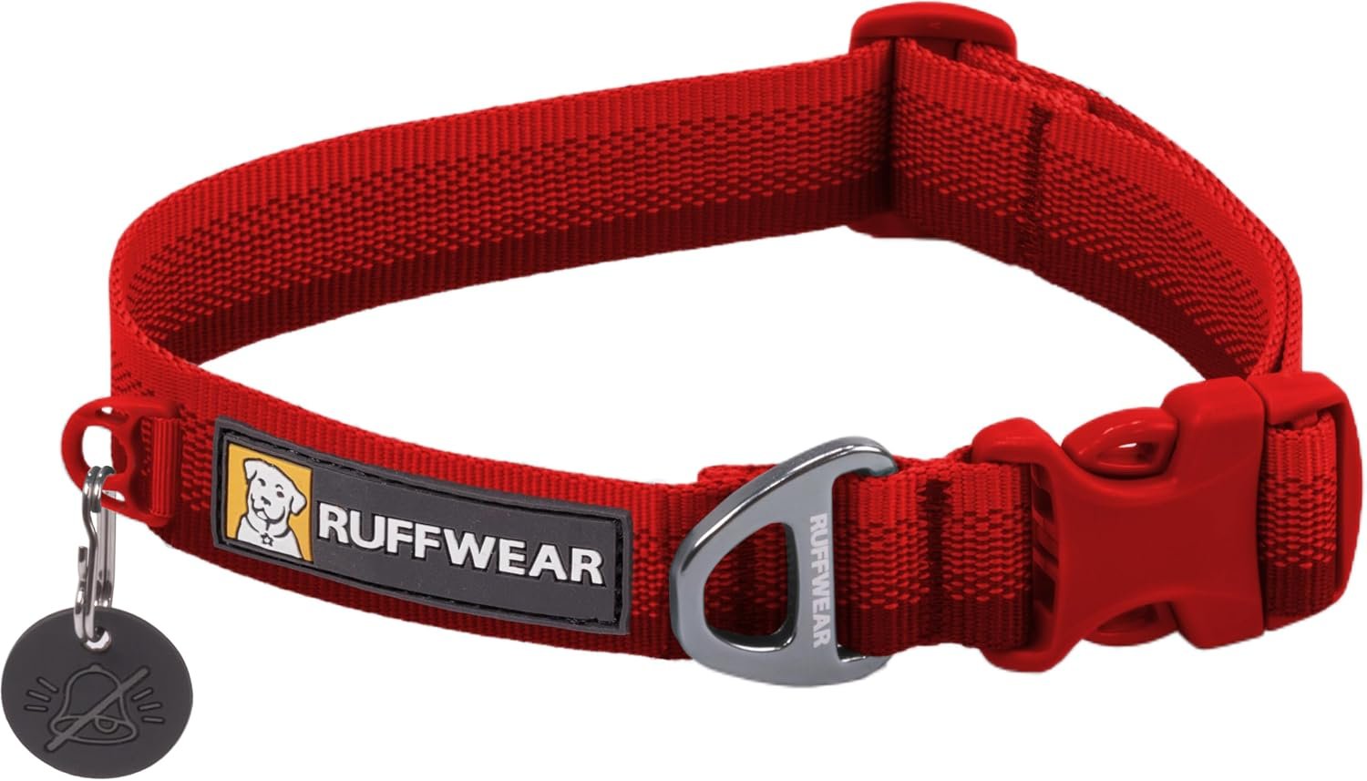 Ruffwear, Front Range Dog Collar, Adjustable Tubelok Webbing, Lightweight, Side Release Buckle, Aluminum V-Ring, Durable for Everyday Use, Red Canyon, 11″-14″