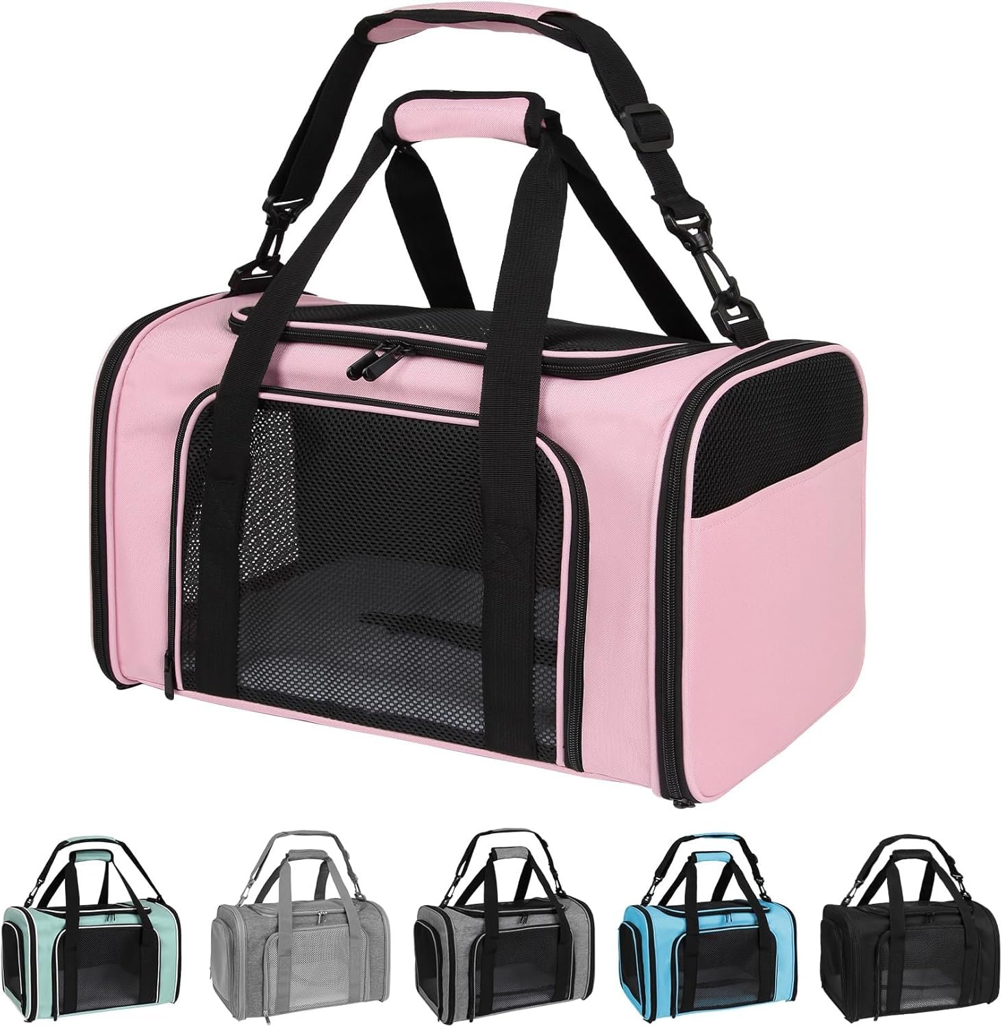 Cat Carriers Soft-Sided,Pet Carrier for Small Cats Dogs Puppies up to 1-15 LBS,TSA Airline Approved, (Medium,Pink)