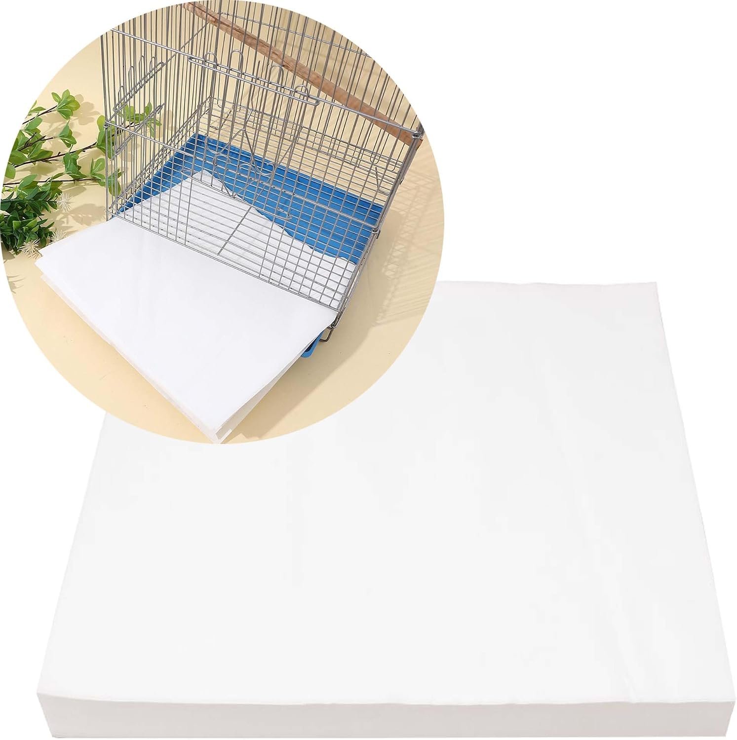 100 Sheets Bird Cage Liner Papers, Disposable Bird Cage Paper Liners, Cuttable Pet Animal Cages Cushion, Precut Absorbent Bird Paper for Bird Parrot Small Animal, 7.9” X 10.6”