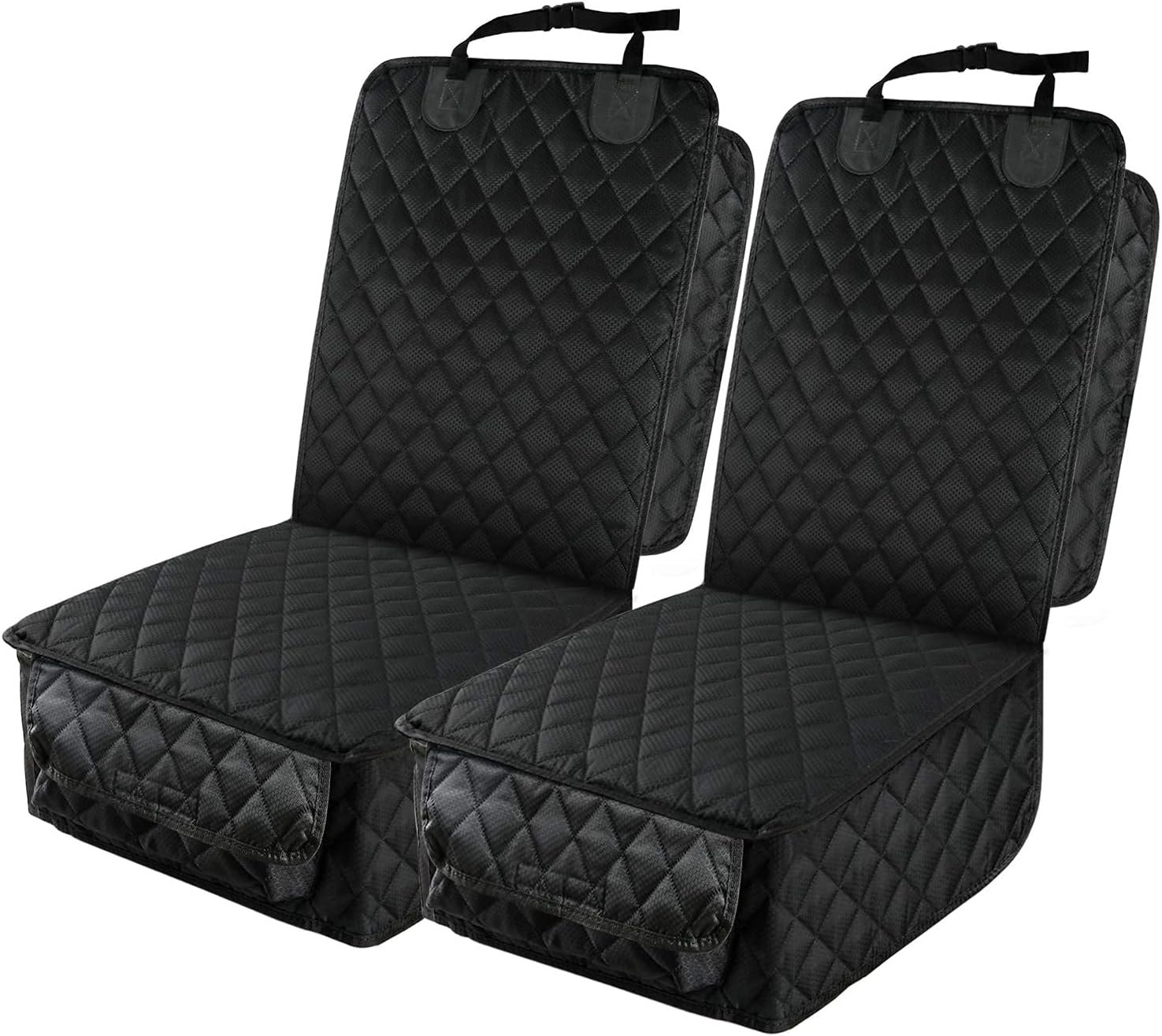 PETICON Waterproof Front Seat Car Cover 2 Pack, Full Protection | Dog Car Seat Cover with Side Flaps, Nonslip Scratchproof Captain Chair Seat Cover Fits for Cars, Trucks, SUVs, Jeep, Black