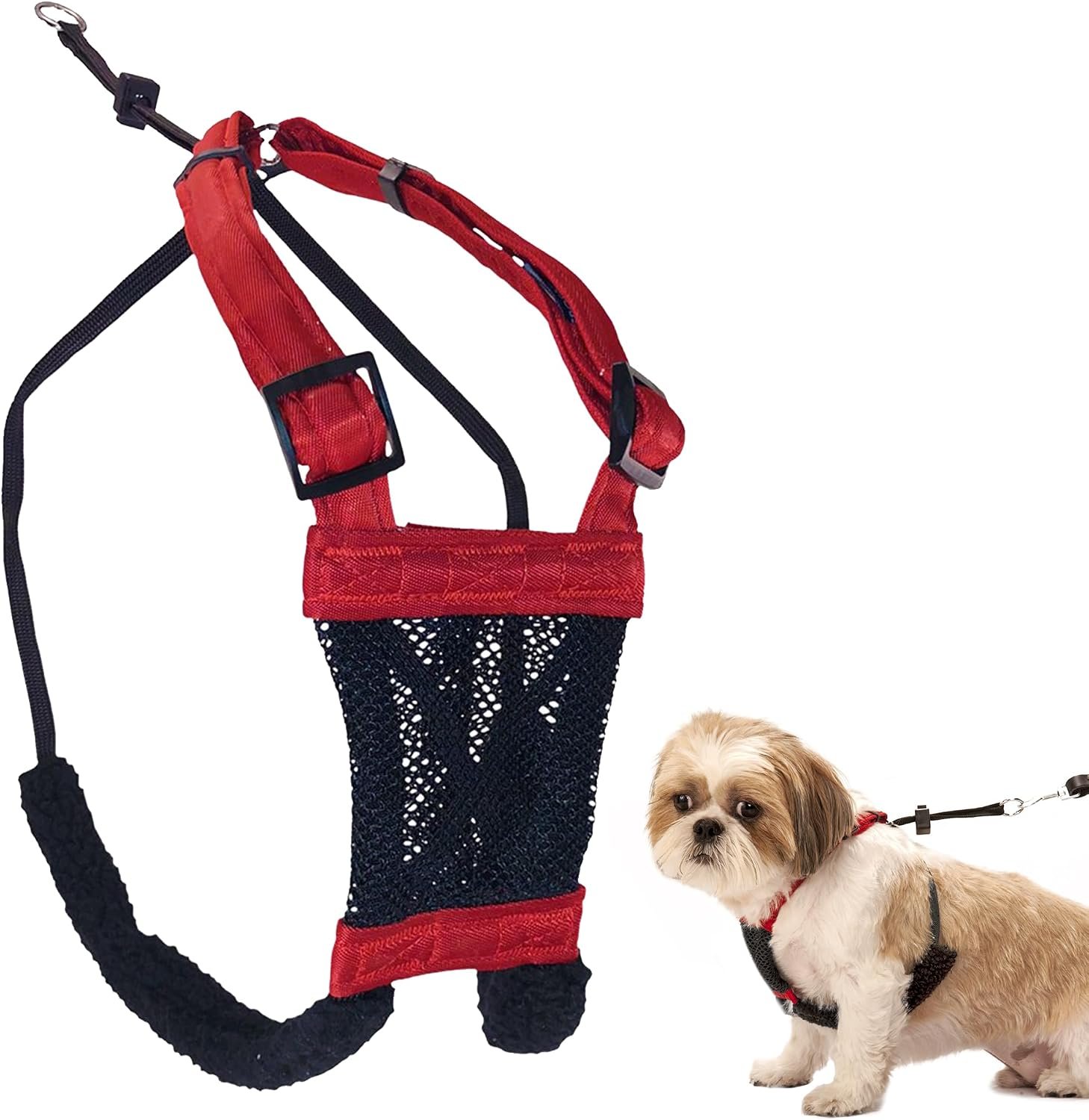 Sporn No Pull Dog Harness, Durable Nylon Mesh Harness for Small Dogs, No Choke Design, Padded Restraint Sleeves, Adjustable Fit, Easy On/Off, Ideal for Small Breeds, Red