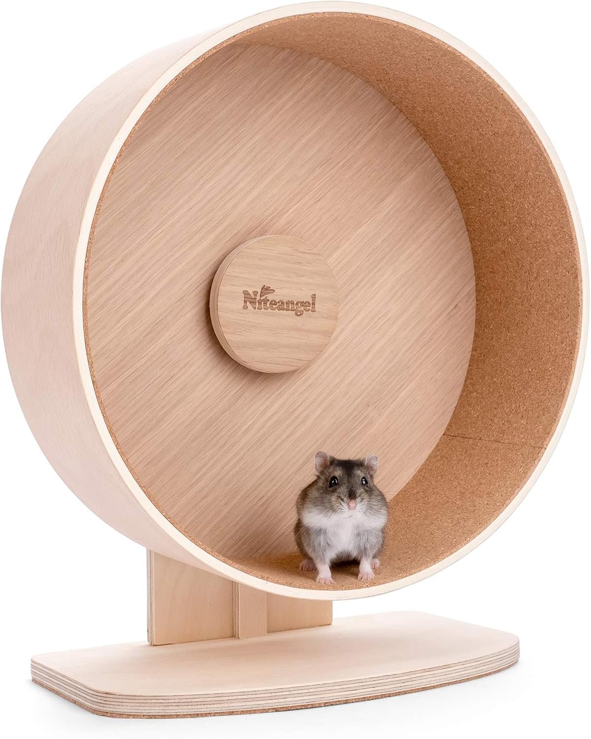 Niteangel Wooden Hamster Exercise Wheel: – Silent Hamster Running Wheel for Hamsters Gerbil Mice and Other Similar-Sized Small Pets (M)