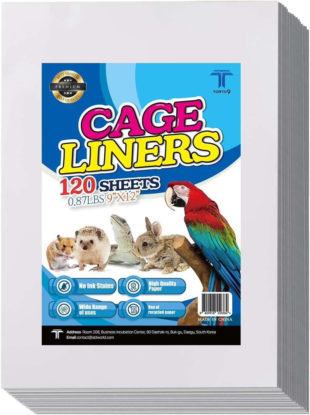 T TORTO9 Bird Cage Liner – 120 Paper Sheets, 9″ x 12″, 0.87 lb – Ideal for Pet Habitats, Bulk Pack for Long-Lasting Use, Newsprint Texture, Convenient Parcel Packaging