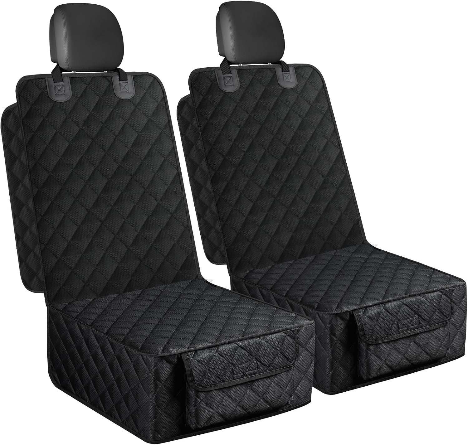 2 Pack Dog Car Seat Cover for Front Seat, Pet Car Seat Protector | Waterproof Scratchproof Non-Slip Captain Chair Cover, Full Protection with Side Flaps, Large Pocket, Fits Cars/Trucks/SUVs