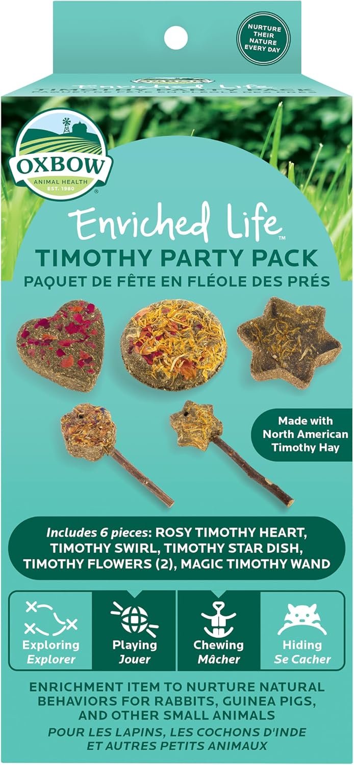 Oxbow Timothy Hay Party Pack, Rabbit & Guinea Pig Toys, Bunny Enrichment | Rabbit Chew Toys, Guinea Pig Enrichment, Guinea Pig Chew Toys, Rabbit Enrichment, Natural Materials, Small Pet Accessories