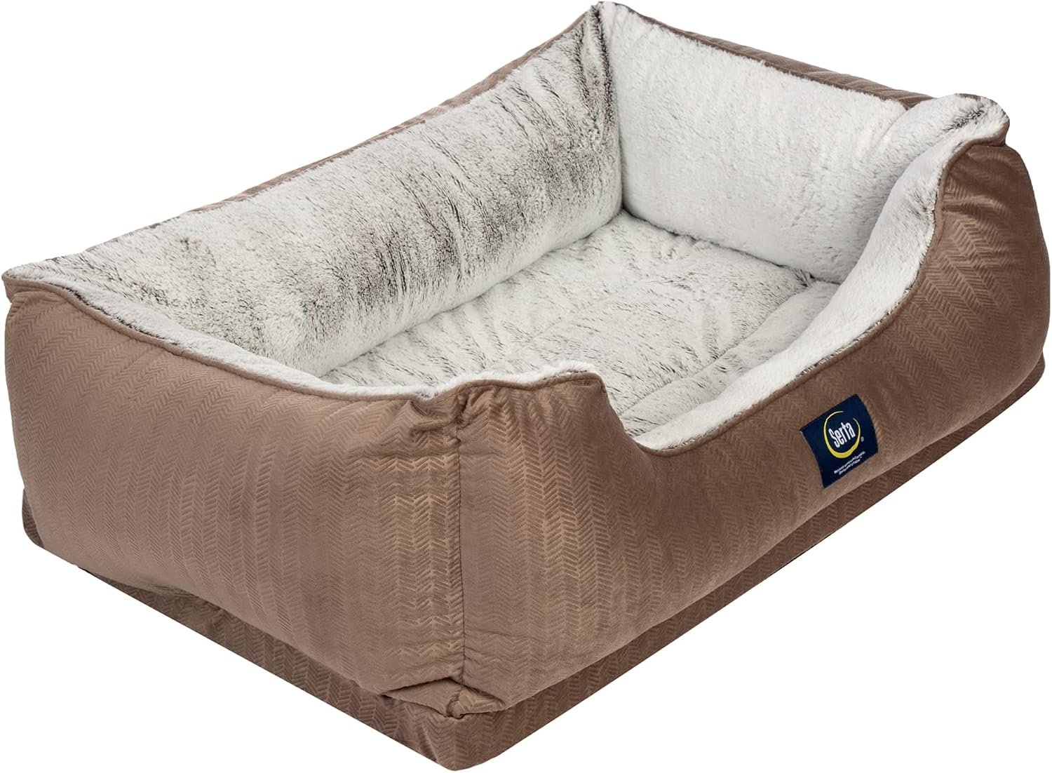 Serta Orthopedic Cuddler Dog Bed for Pets – Chocolate Brown (Large)