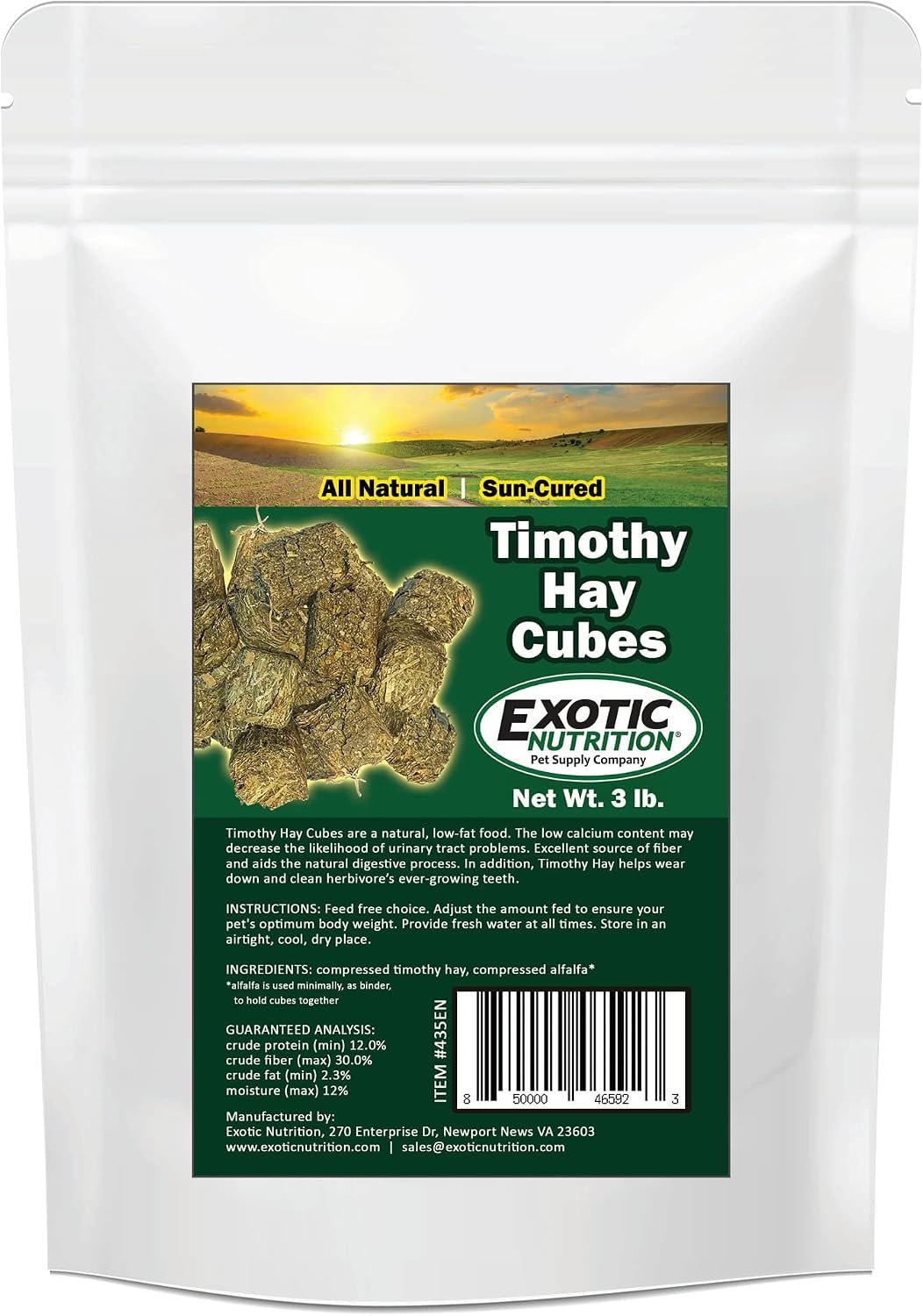 Timothy Hay Cubes 3 lb – 100% All Natural, High Fiber, Sun Cured Timothy Grass Food & Treat – Rabbits, Guinea Pigs, Chinchillas, Degus, Prairie Dogs, Tortoises, Hamsters, Gerbils, Rats & Small Pets