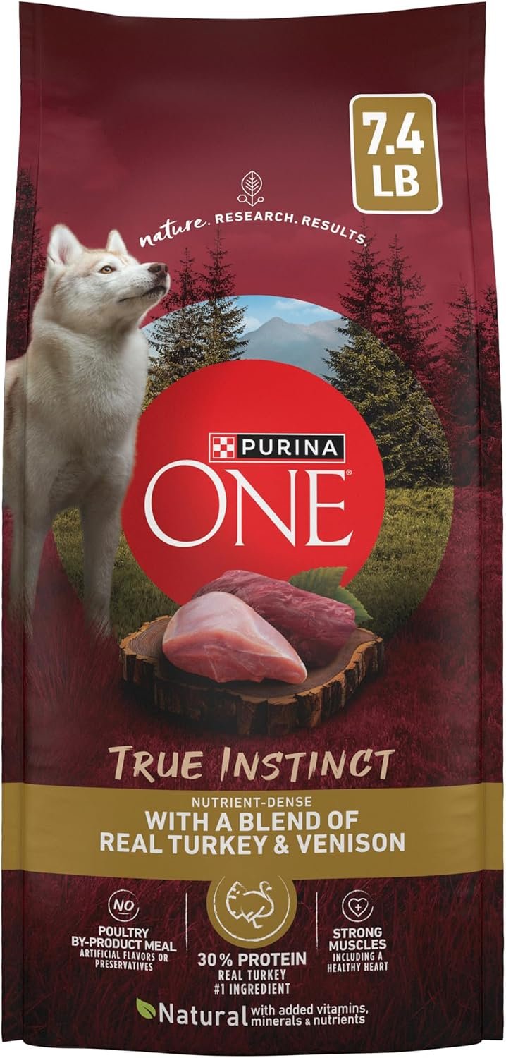 Purina ONE True Instinct With A Blend Of Real Turkey and Venison Dry Dog Food – 7.4 lb. Bag