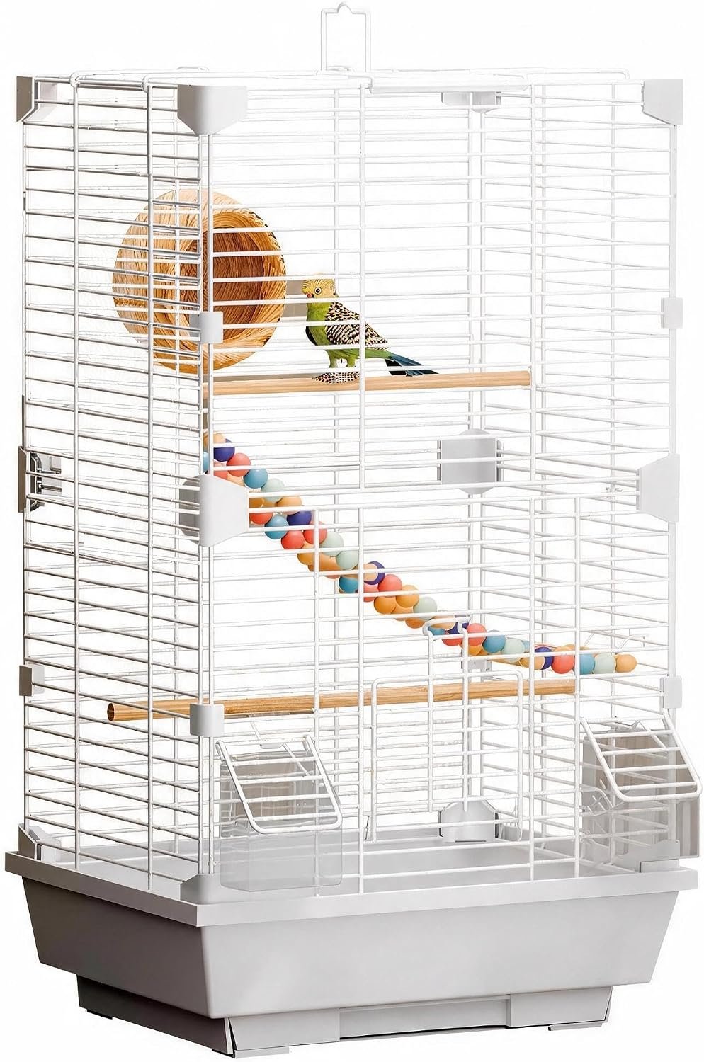 Basic Bird Cage, 24.8inch Parrot Cage (24.8″ x 14.6″ x 11″),Bird Cage with Ladder, Horizontal Bar, 2 Feeders, and Swing