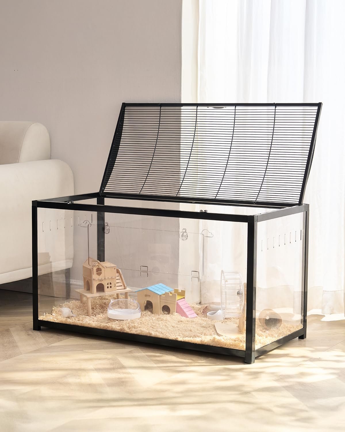 VEVOR Hamster Cage, 360 Viewing Transparent Hamster Habitats, Small Animal Cage