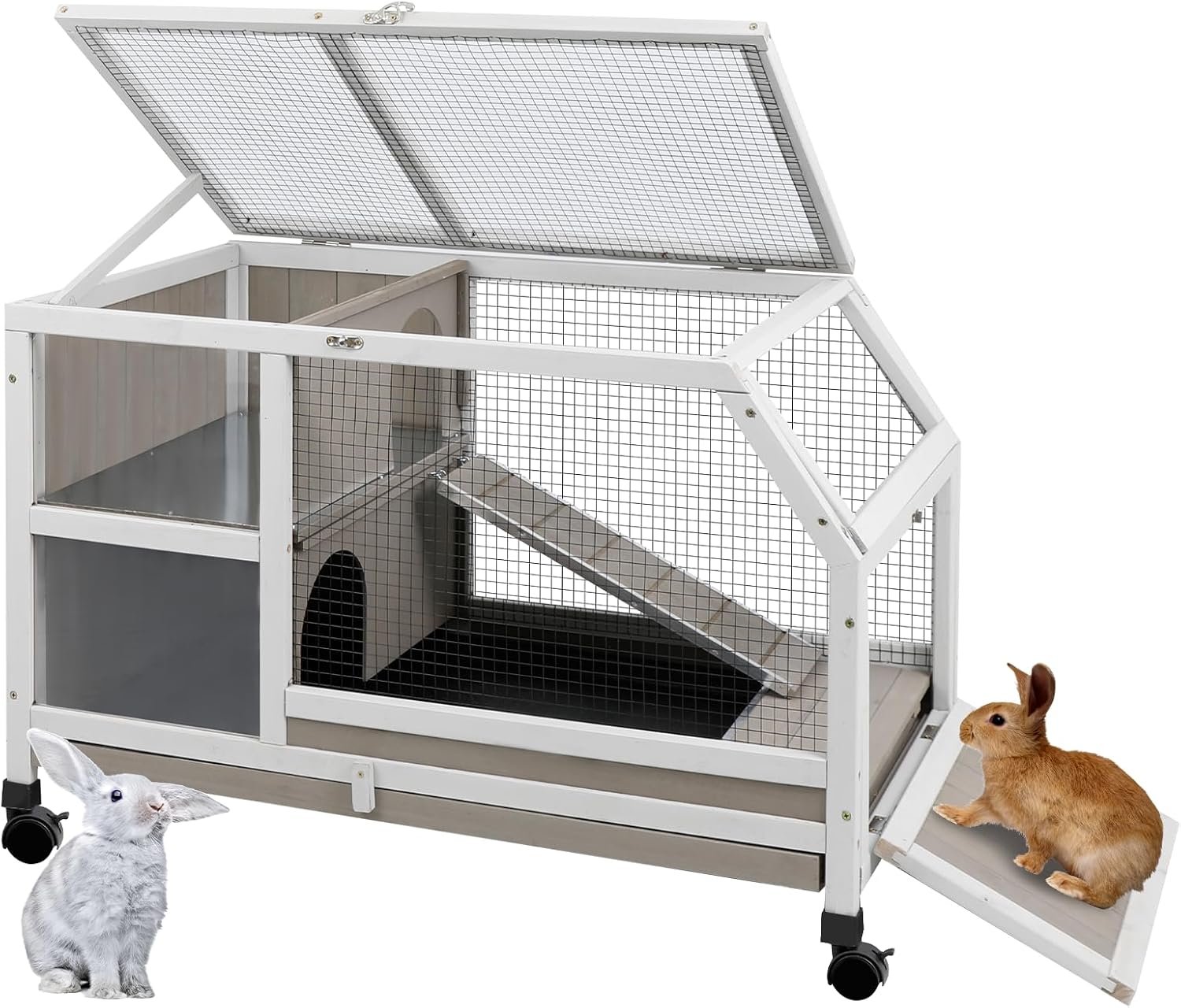 Ketive Rabbit Hutch Indoor – Weatherproof, Multi-Level, Easy Assembly, Lockable, and Comfortable