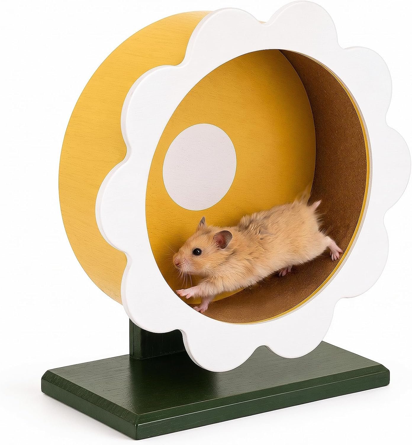 Novabright 9 Inch Hamster Wooden Silent Wheel, Flower Design Small Animal Exercise Wheel, Quiet Spinner Hamster Running Wheels Prevent Depression Toys for Hamsters, Gerbils, Mice and Other Small Pets