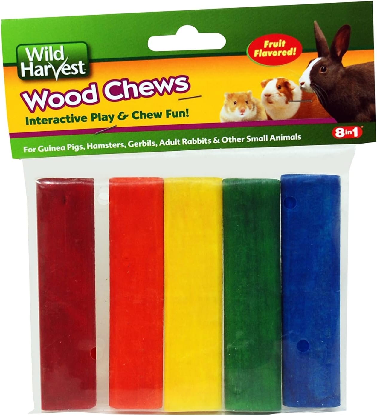 Wild Harvest P-84127 Colored Wood Chews for Small Animals, Fruit Flavored, 5-Count