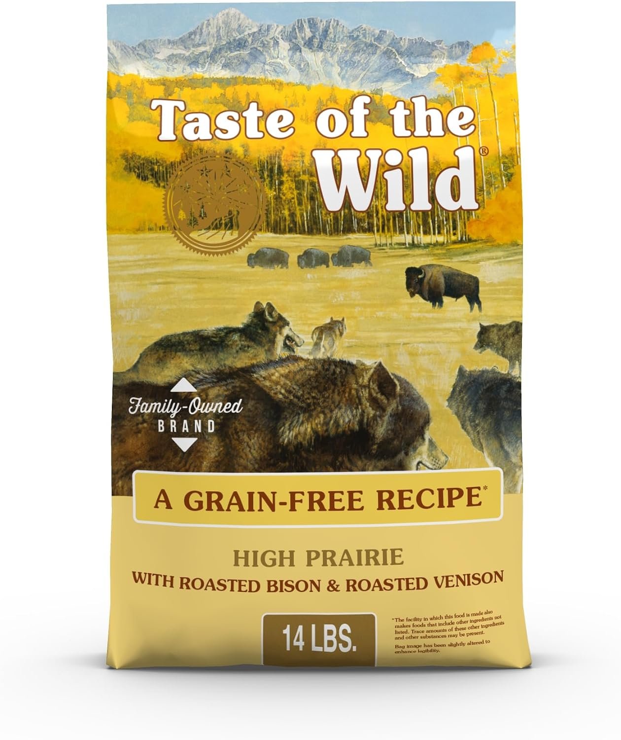 Taste of the Wild High Prairie Adult Dry Dog Food, Roasted Bison, 14lb | High Protein | Grain Free Recipe* | Nutrient Dense to Help Support Peak Health | Guaranteed Probiotics for Digestive Health