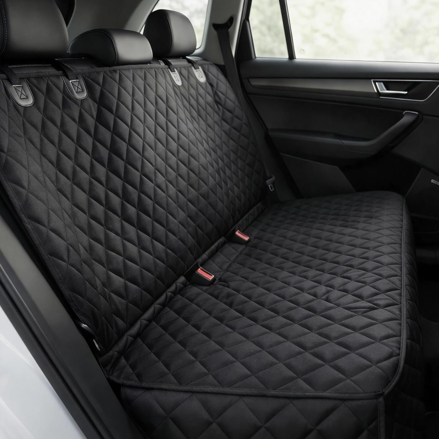 Dog Car Seat Cover & Protector, Pet Back Seat Cover for Cars & SUVs, 54″ | Fits compact SUVs, EVs & sedans; protects rear bench and car interior from pet hair, kid spills, baby boy messes, and stains.