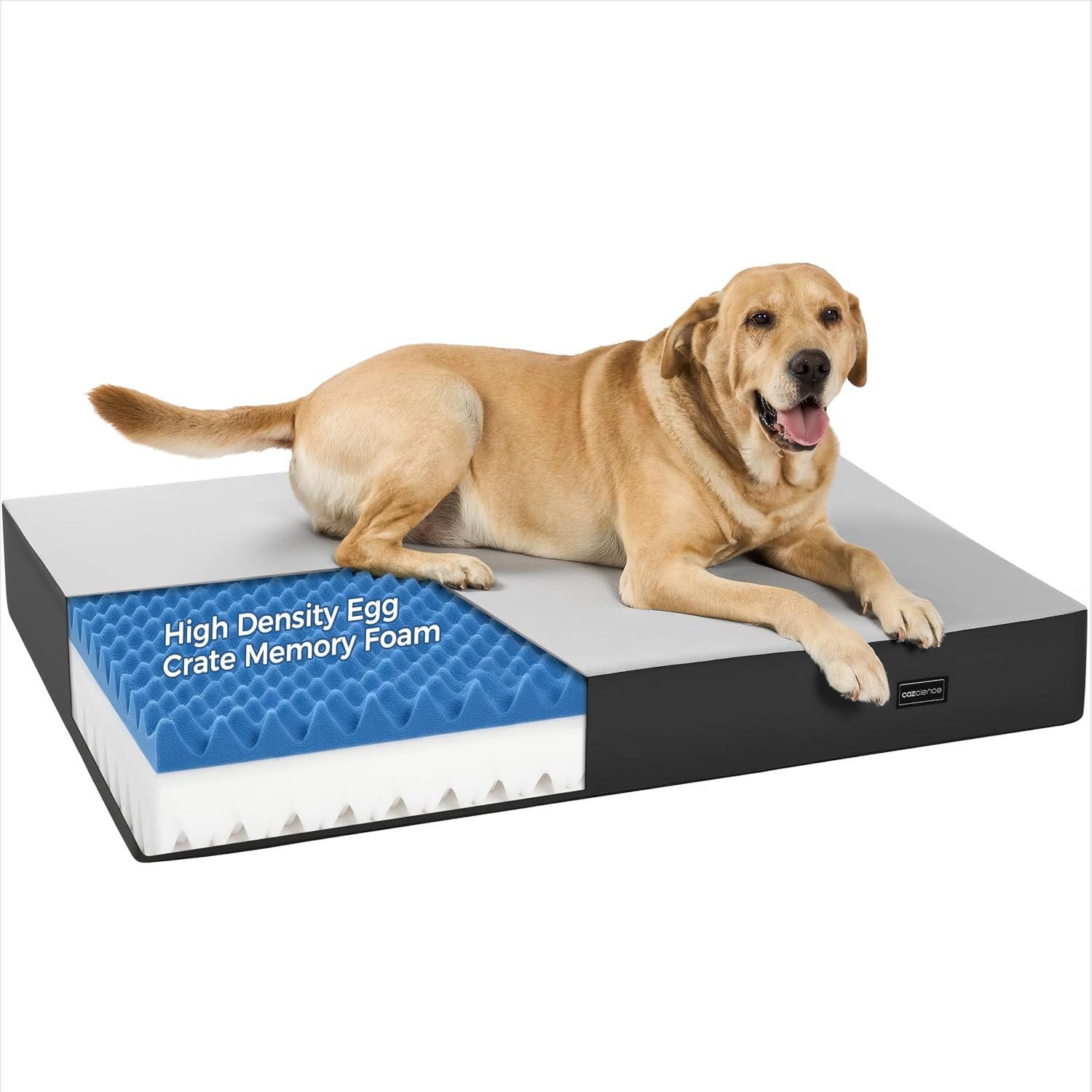 5 Inch Thick Orthopedic Dog Bed for Medium & Large Dogs, High Density Egg Crate Memory Foam with Support Foam, Waterproof Liner & TPU, Removable Washable Cover, Nonskid Bottom, 41″x29″x5″, Grey