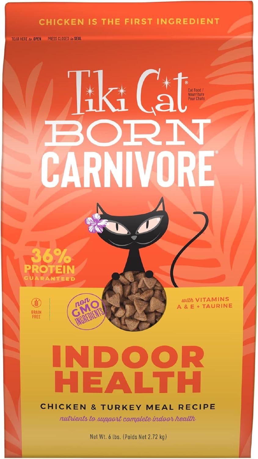 Tiki Cat Born Carnivore Indoor Health, Chicken & Turkey Meal, 6 lbs Bag