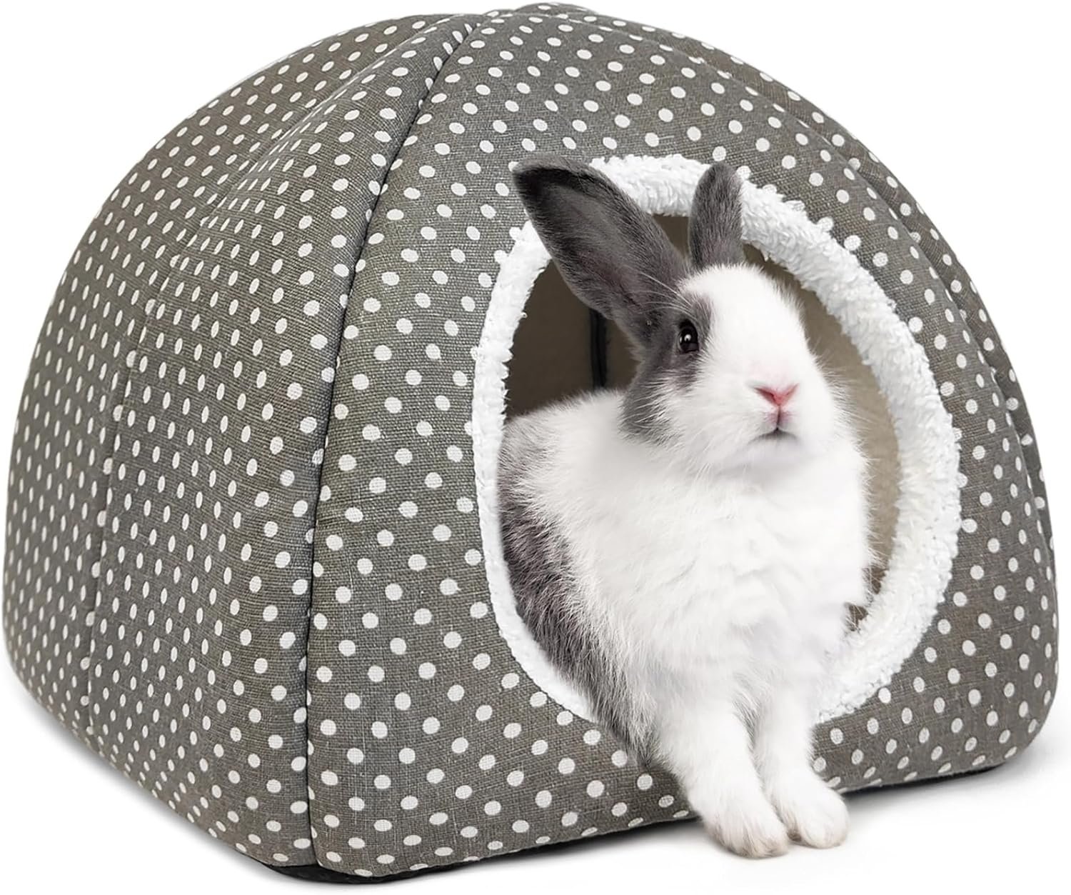 Rabbit Hideout Large Bunny Bed Washable Rabbit House | Fleece Hiding Hut for Indoor Bunnies Guinea Pigs, Small Animal Hideaway