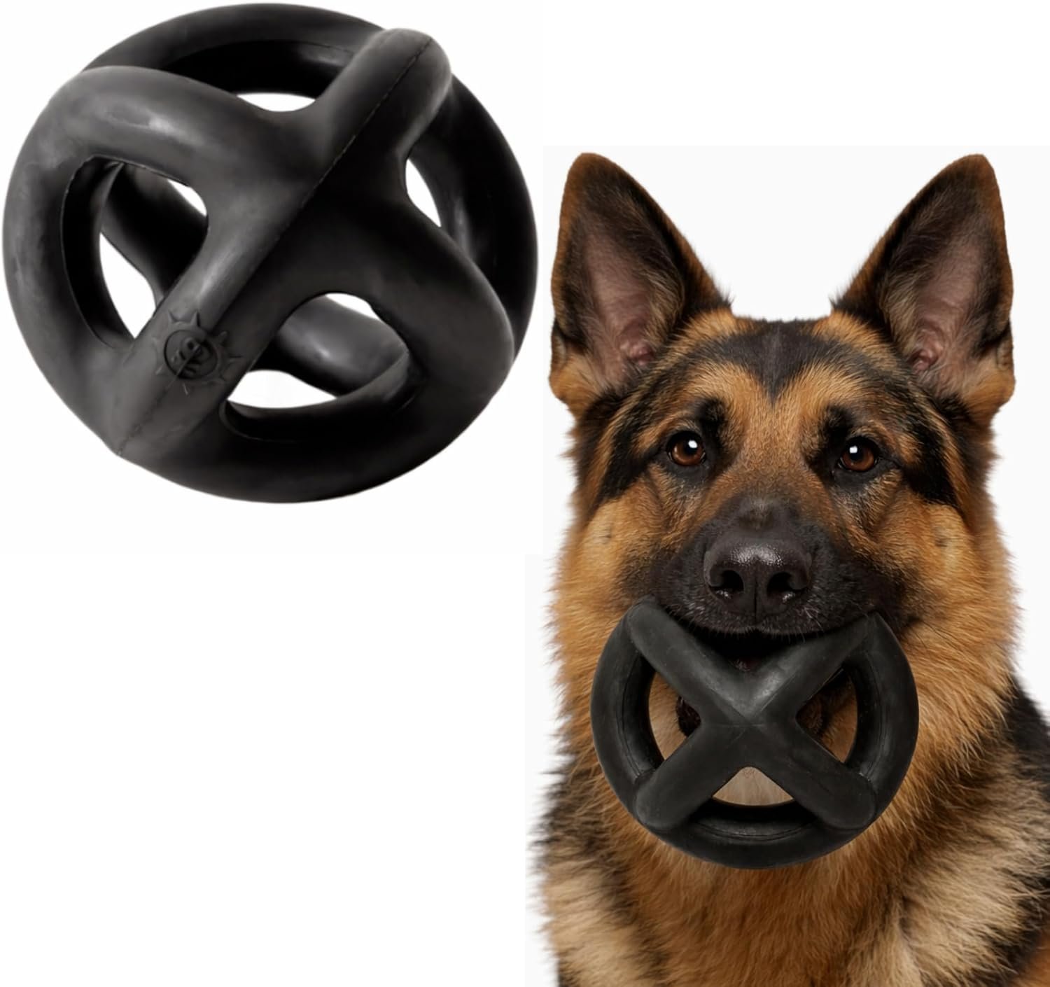 Monster K9 Ring Ball | Virtually Indestructible. Lifetime Guaranteed. | VULCRON™ Natural Rubber | Durable, Heavy Duty Dog Chew Toy for Aggressive Chewers | Medium & Large Breeds, 5.5”