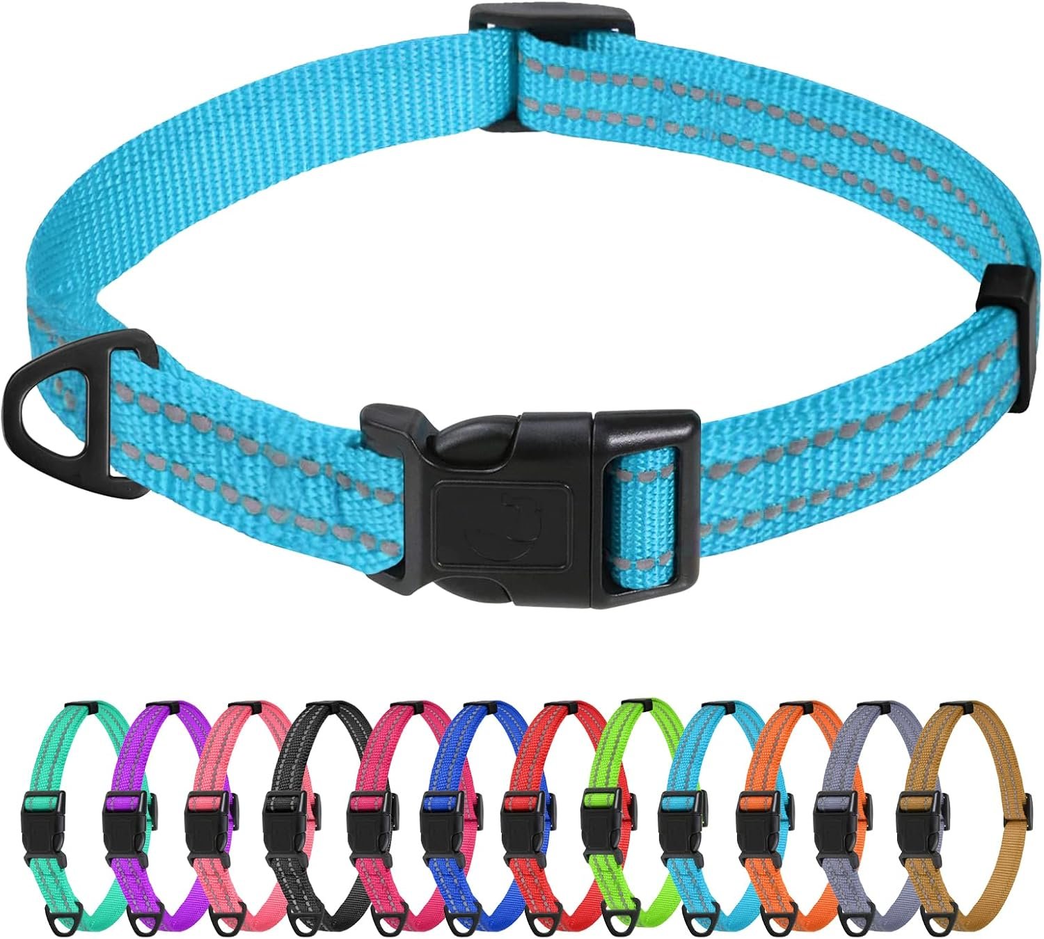 TagME Small Dog Collar, Reflective Puppy Collar, Sky Blue, 5/8″ Width | Lightweight, Nylon Collar for Puppies and Small Dogs, Adjustable Length, 12 Color Choices, Reflective for Evening Walks