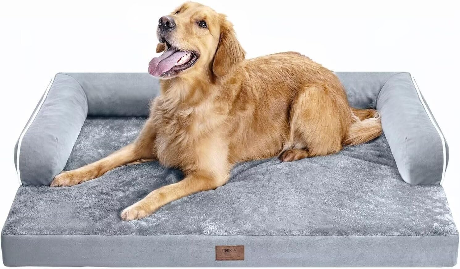 Orthopedic Washable Dog Bed with Bolster for Medium to Large Dogs | Pillow Support for Neck Relief, Egg Crate Foam, Waterproof Liner, Anti-Slip Bottom, Removable Bolster Cover, 36 x 27 Inch