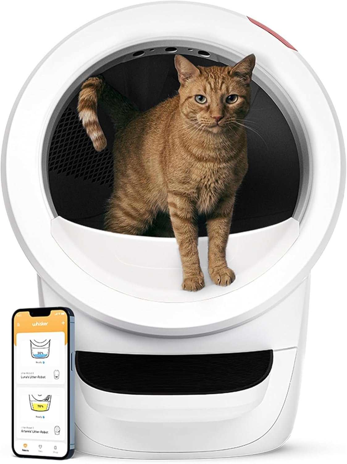 Whisker Litter-Robot 4, White | Automatic, Self-Cleaning Cat Litter Box, Helps Reduce Litter Box Odors, Works with Any Clumping Litter